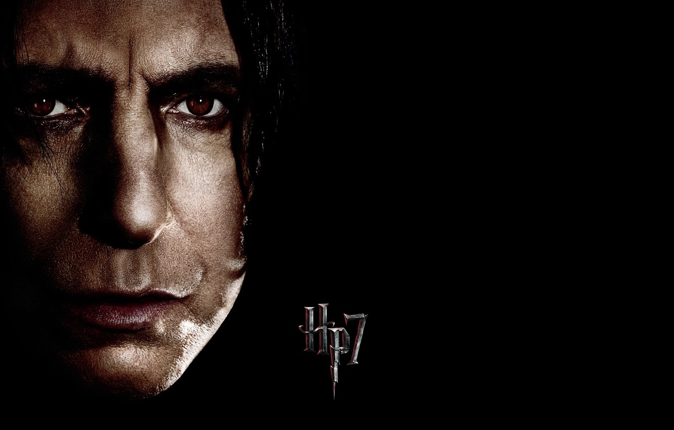 Wallpaper face, black background, Harry Potter, Severus Snape, HP 7, Alan Rickman, Alan Rickman, Severus Snape, Harry Potter 7, Harry Potter and the Deathly Hallows image for desktop, section фильмы