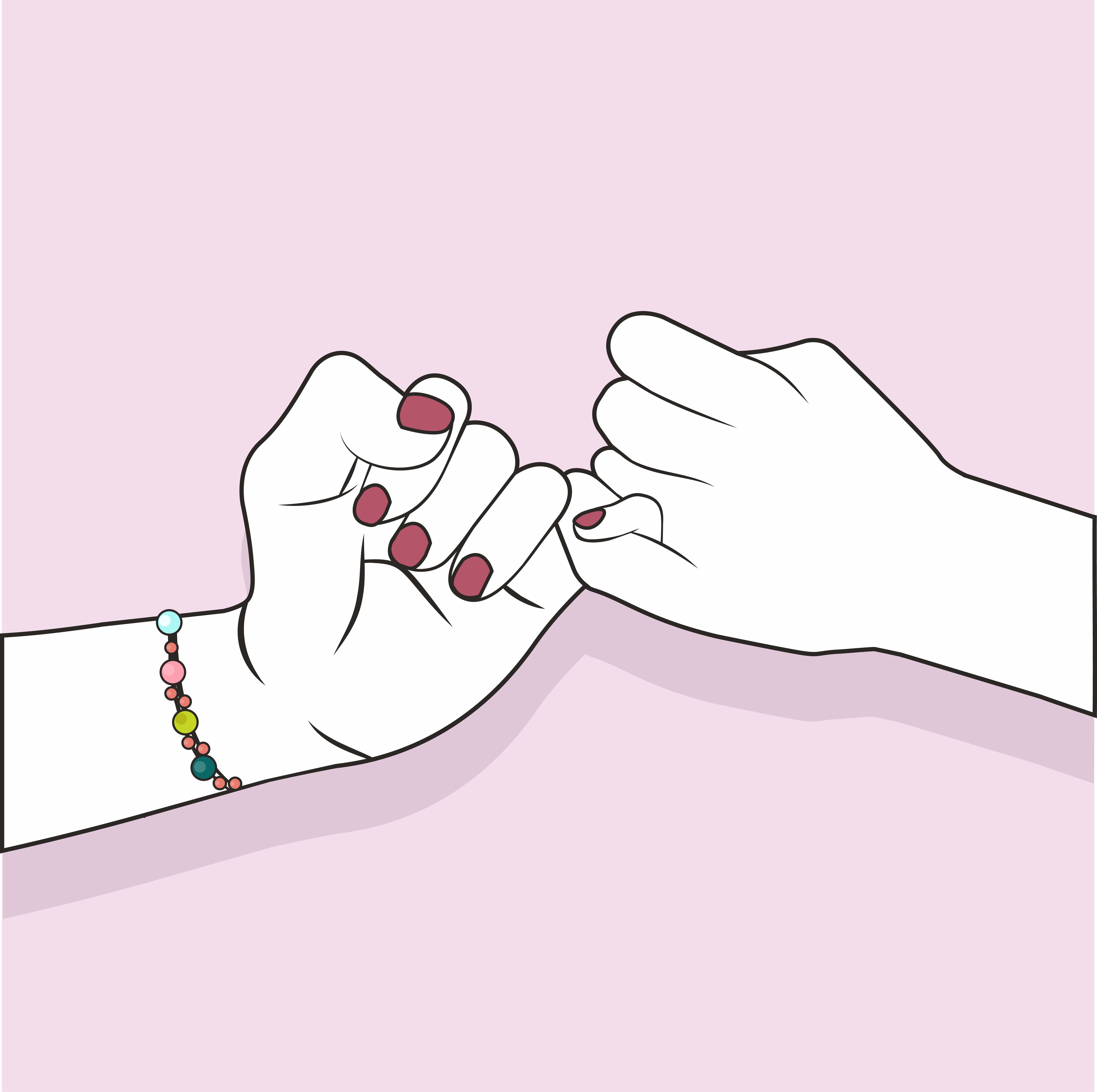 hand holding promise pink background