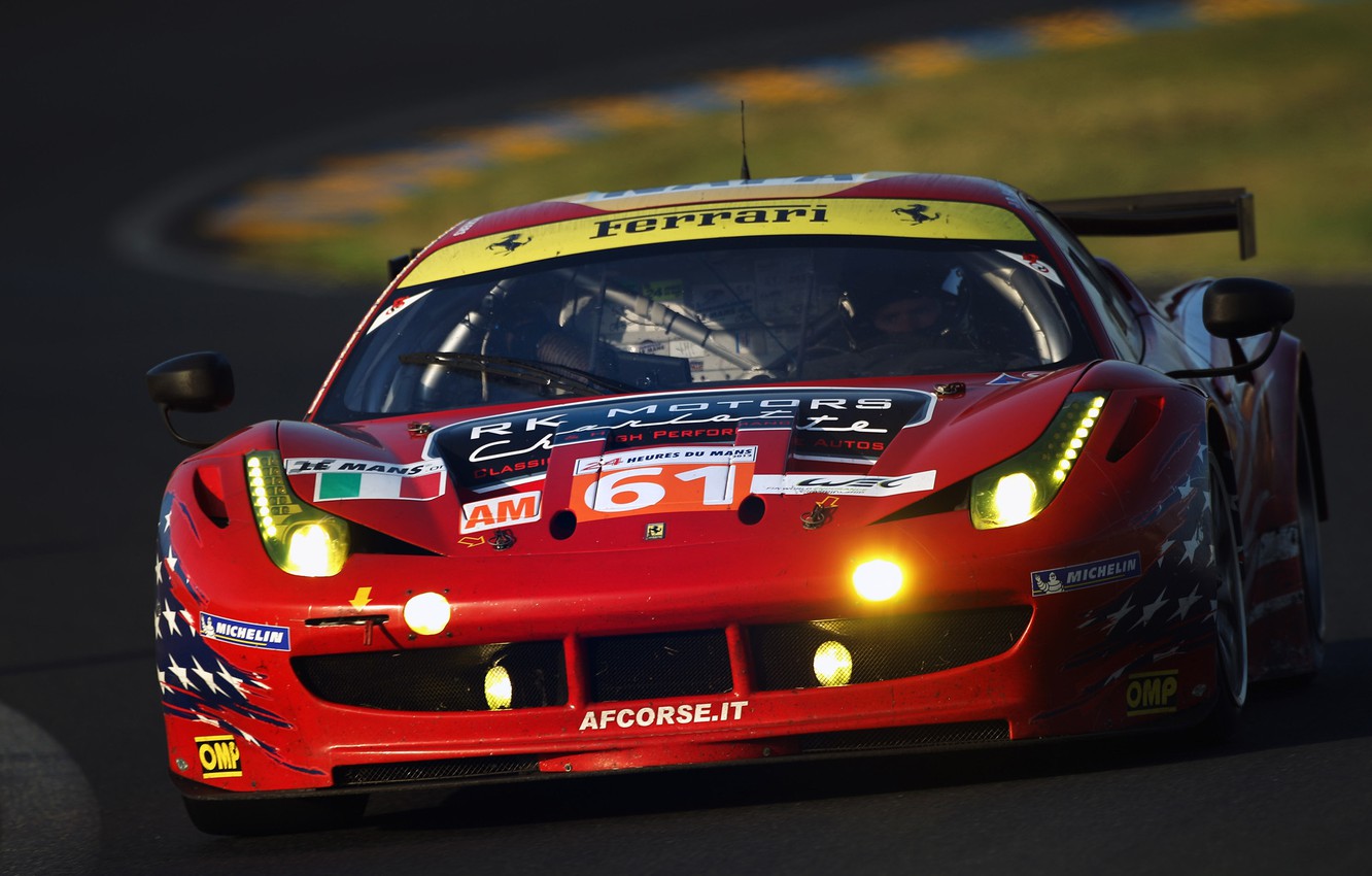 Wallpaper The Mans, Ferrari, red, 458, Italia, 24 Hours of Le Mans, GTC 2011, car wallpaper, 24 Hours image for desktop, section ferrari