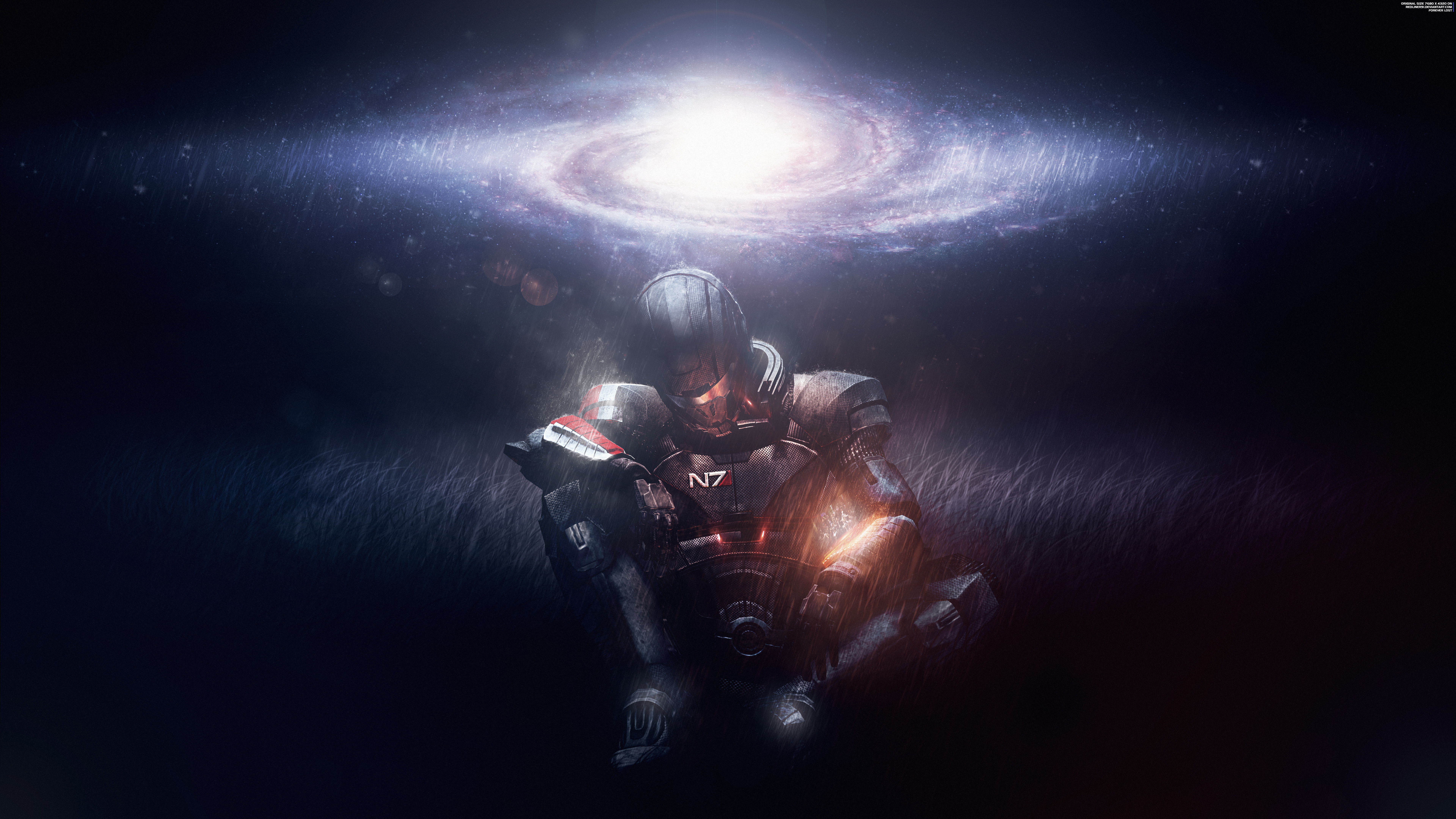 Commander Shepard Spiral galaxy 4K 8K Wallpaper
