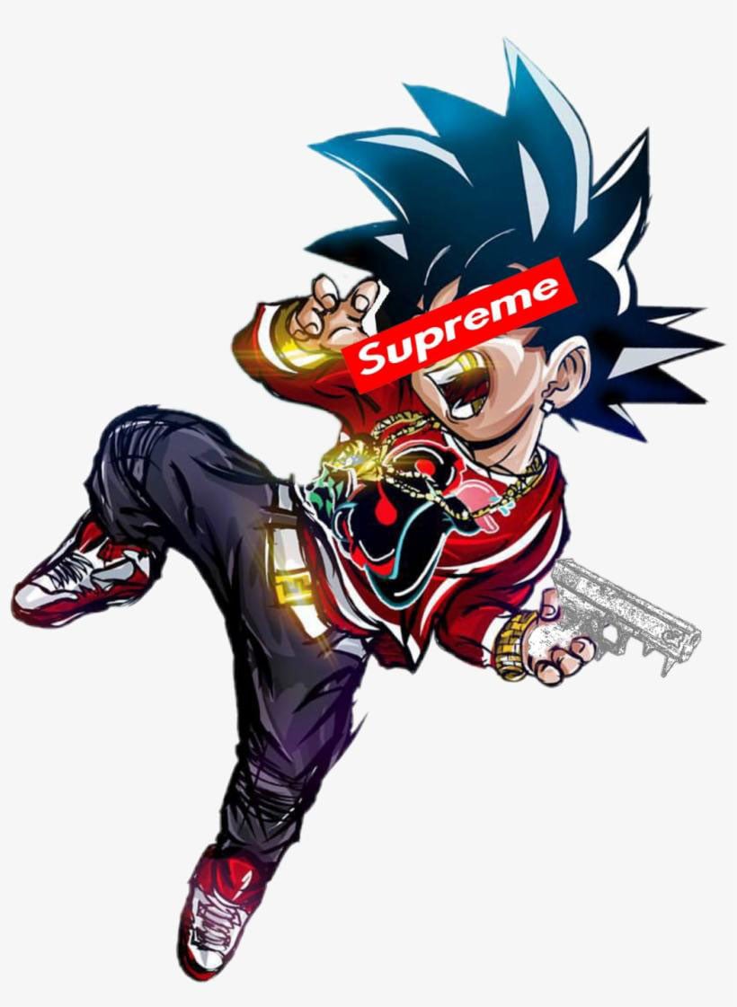 Download Awesome Supreme Drip Goku Digital Art Wallpaper