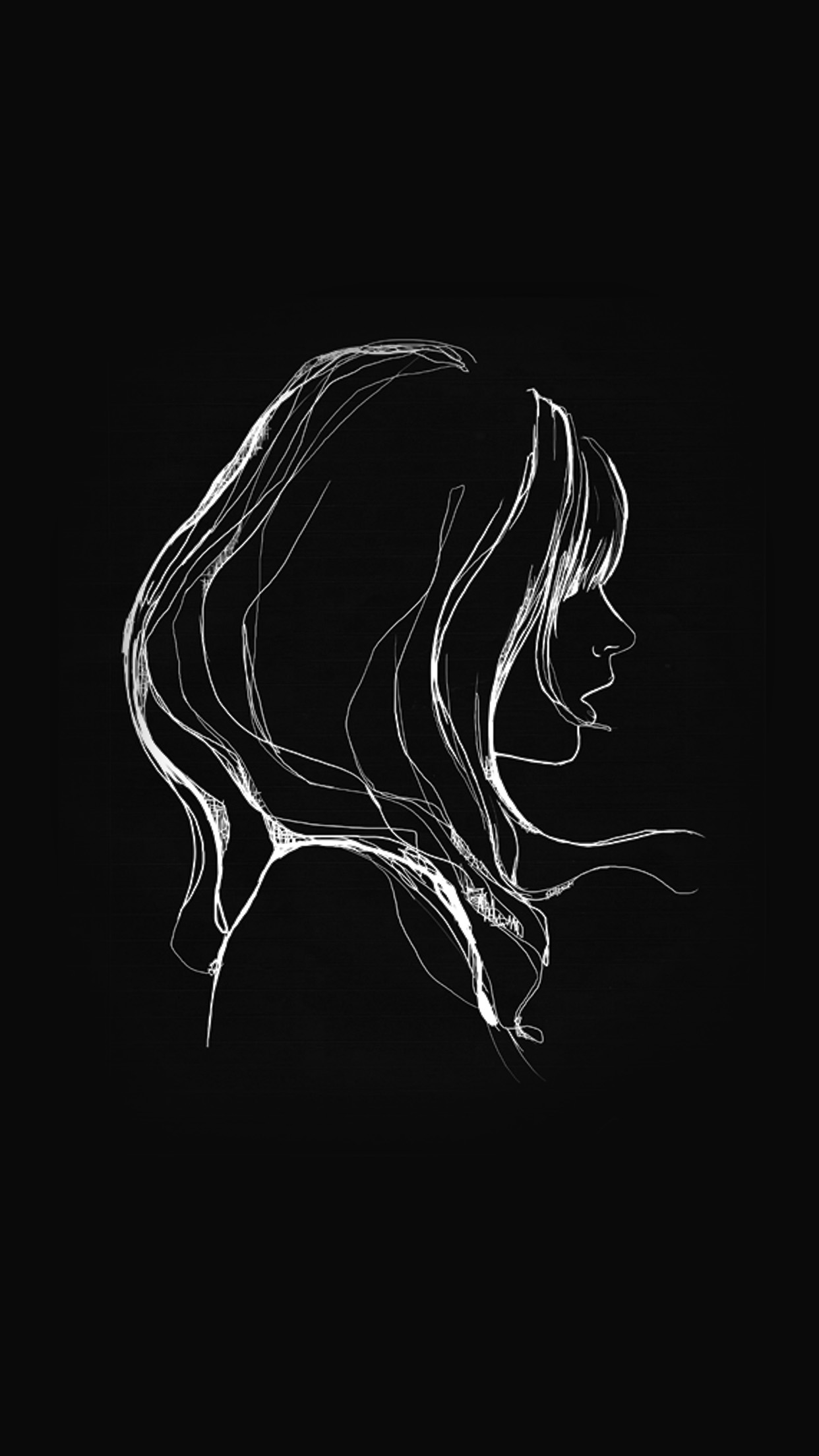 iPhone X wallpaper. drawing simple minimal girl illustration art dark