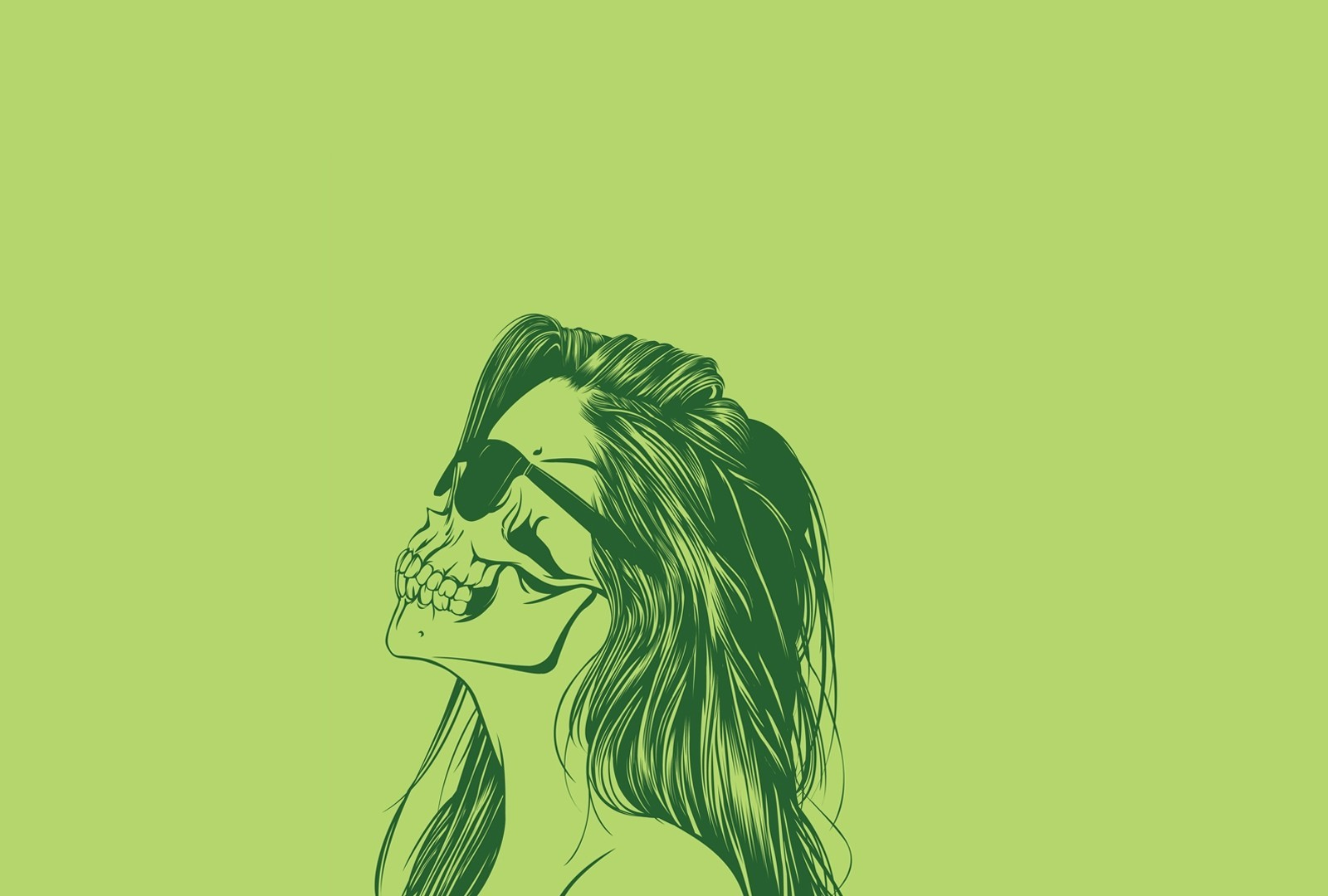 Desktop Wallpaper Women Skull Minimal Artwork, HD Image, Picture, Background, 01mx0y