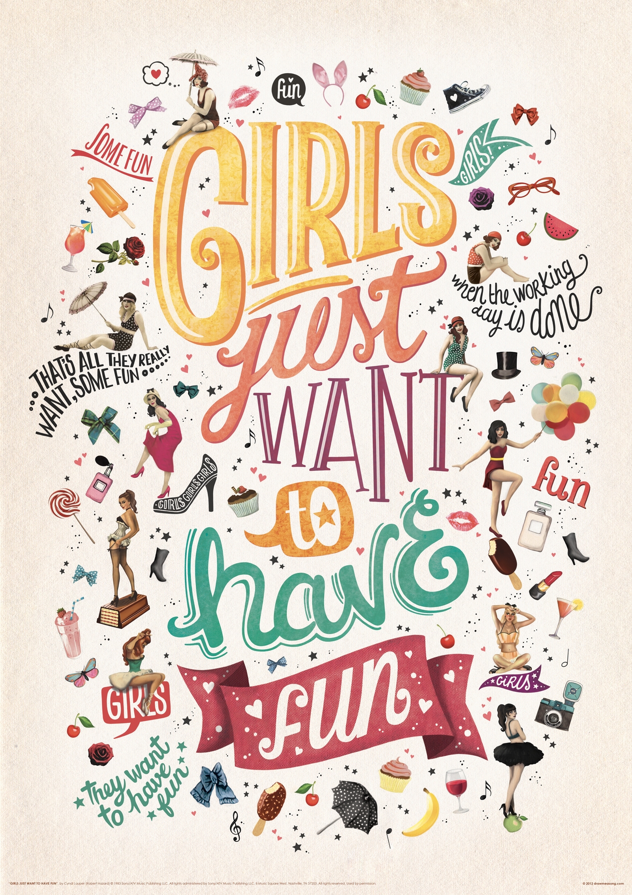 Buy Girls Just Wanna Have Fun wallpaper US shipping at Happywall.com