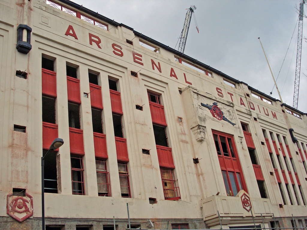 Highbury (deceased). The Hollowed Out East Stand Awaits Reb