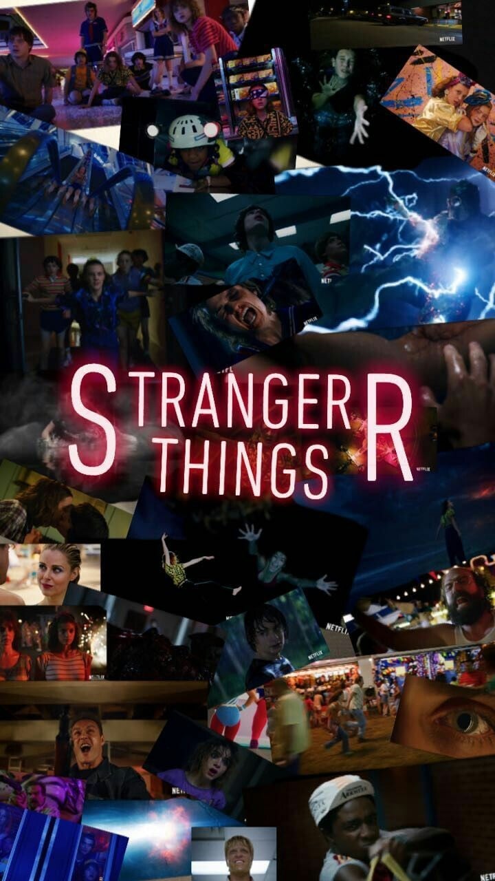 wallpaper stranger things, collage, art, font, crowd, photography, fictional character