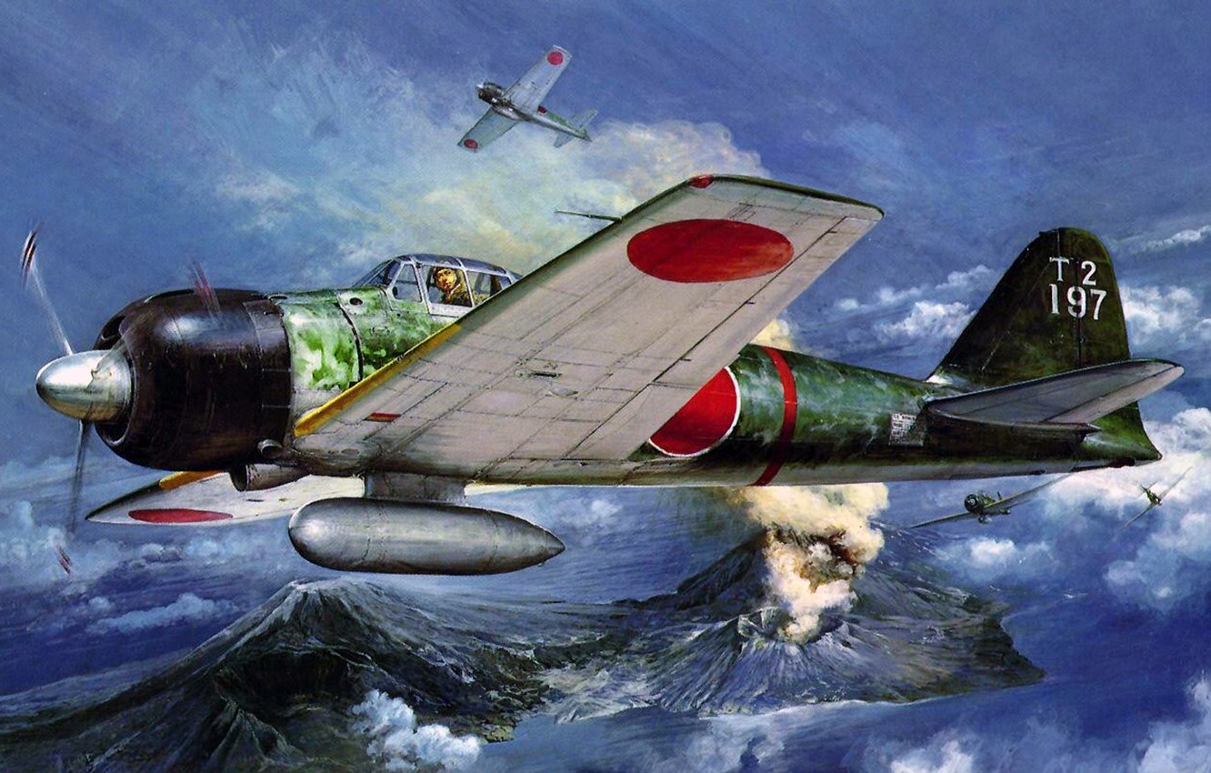 Wallpaper Figure, Art, Mitsubishi, Zero, A6M, Japanese Light Carrier Based Fighter Image For Desktop, Section авиация