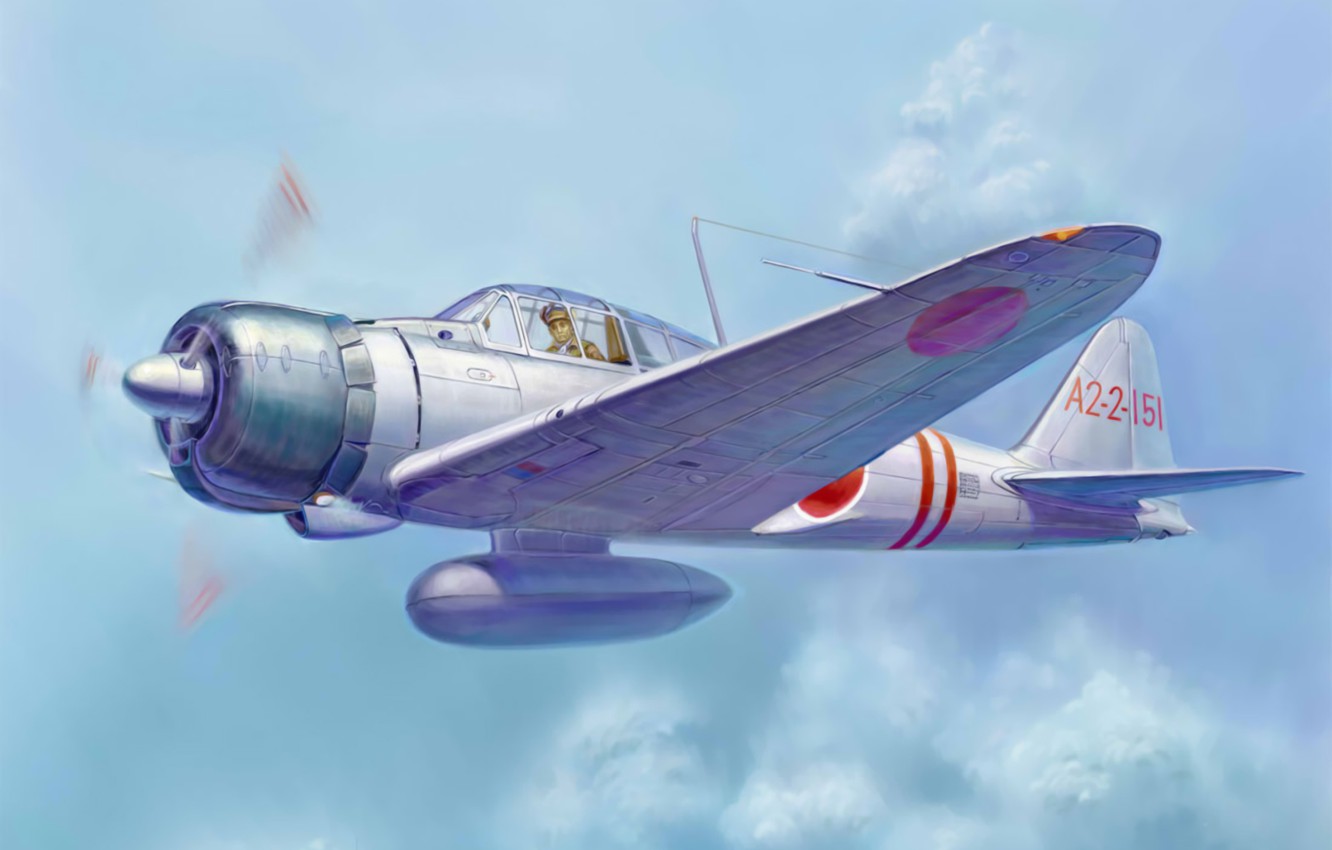 Wallpaper war, art, painting, aviation, ww japanese fighter, Mitsubishi A6M zero image for desktop, section авиация