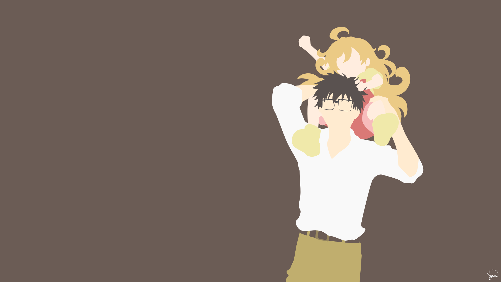 Amaama To Inazuma Minimalism Simple Background Glasses Anime Wallpaper:1920x1080