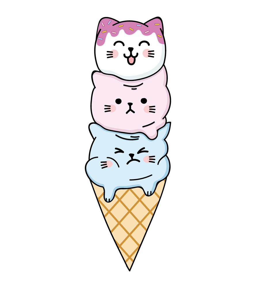 cat eating ice cream drawing