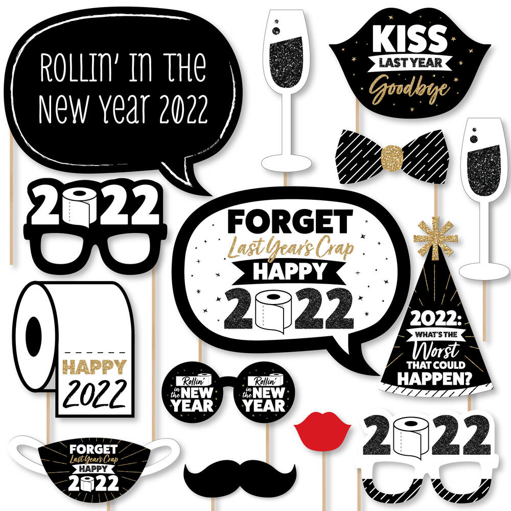 Rollin' in the New Year New Year's Eve Party Photo Booth Props Kit