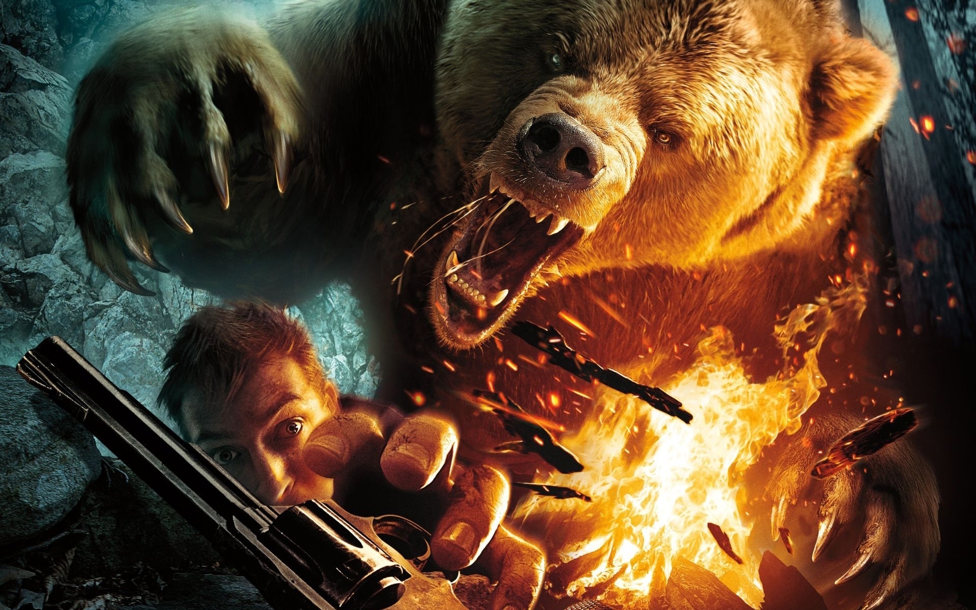 Cabela&;s Dangerous Hunts bear animals battle fire explosion weapons guns pistols dark horror scary creepy spooky wallpaperx1200
