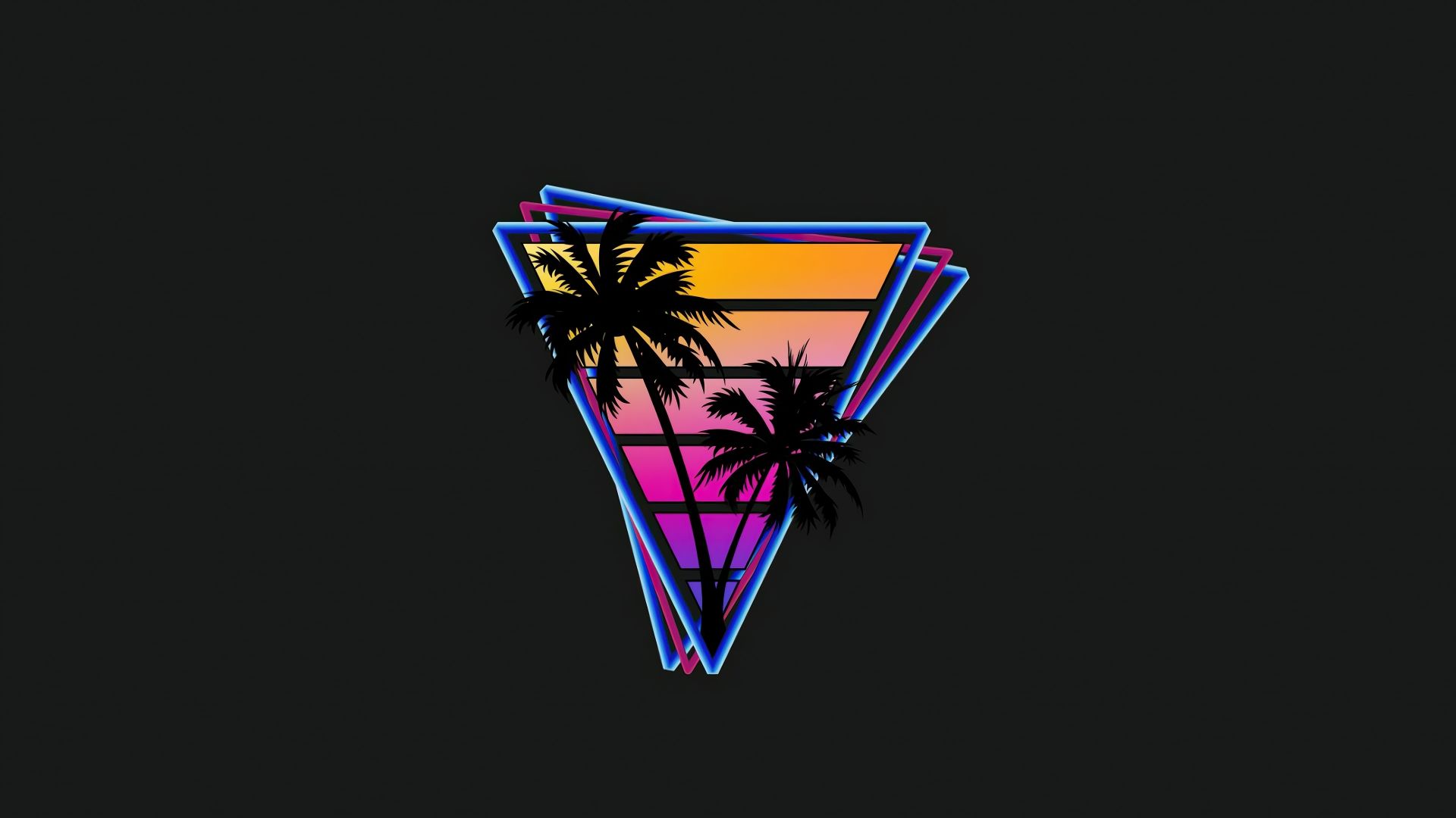 Desktop wallpaper vaporwave, triangles, palm trees, minimal, HD image, picture, background, f5e793