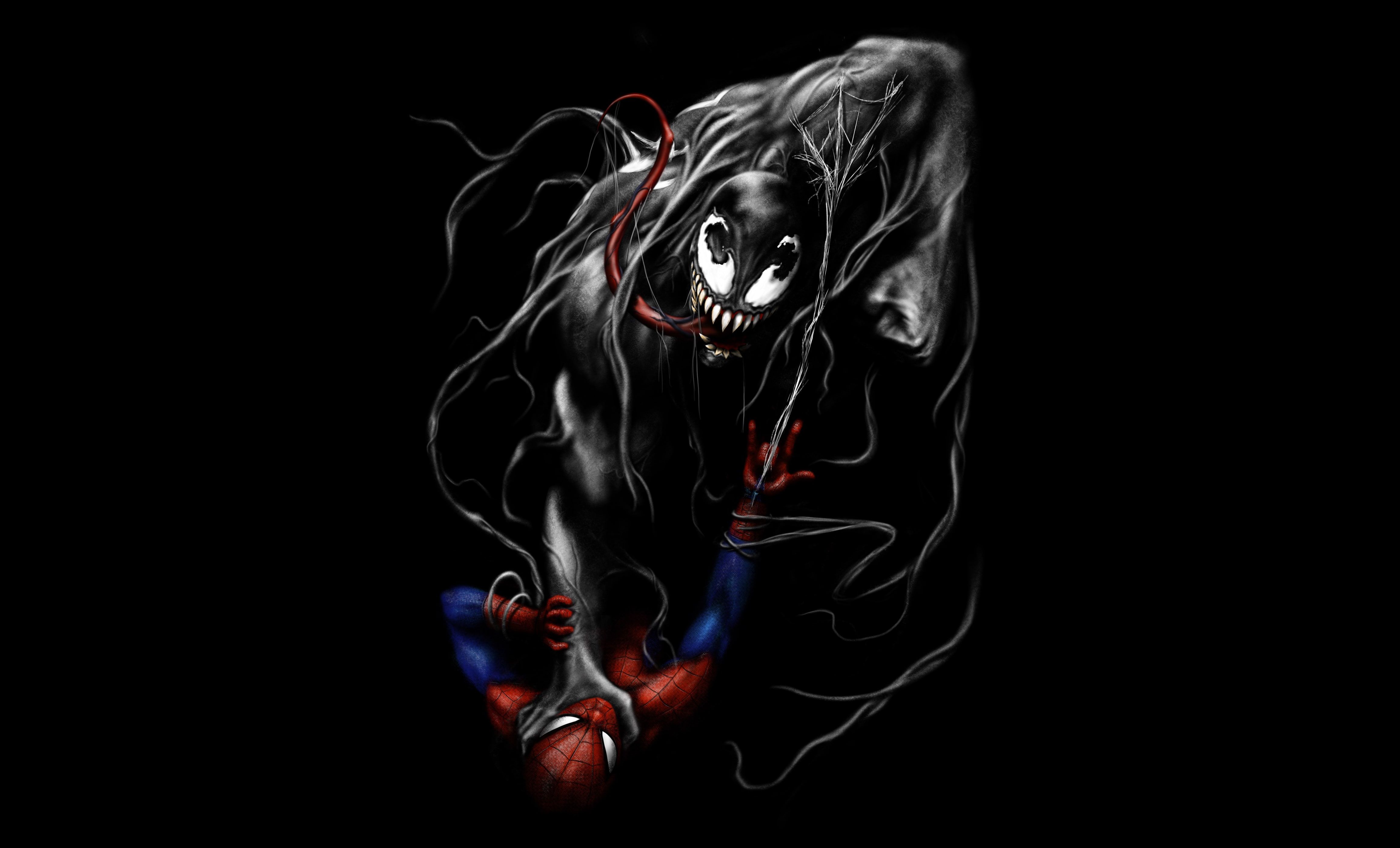 Dark Background K #Minimal #Black #Spider Man #Venom K #wallpaper #hdwallpaper #desktop. HD Wallpaper, Dark Background, Spiderman