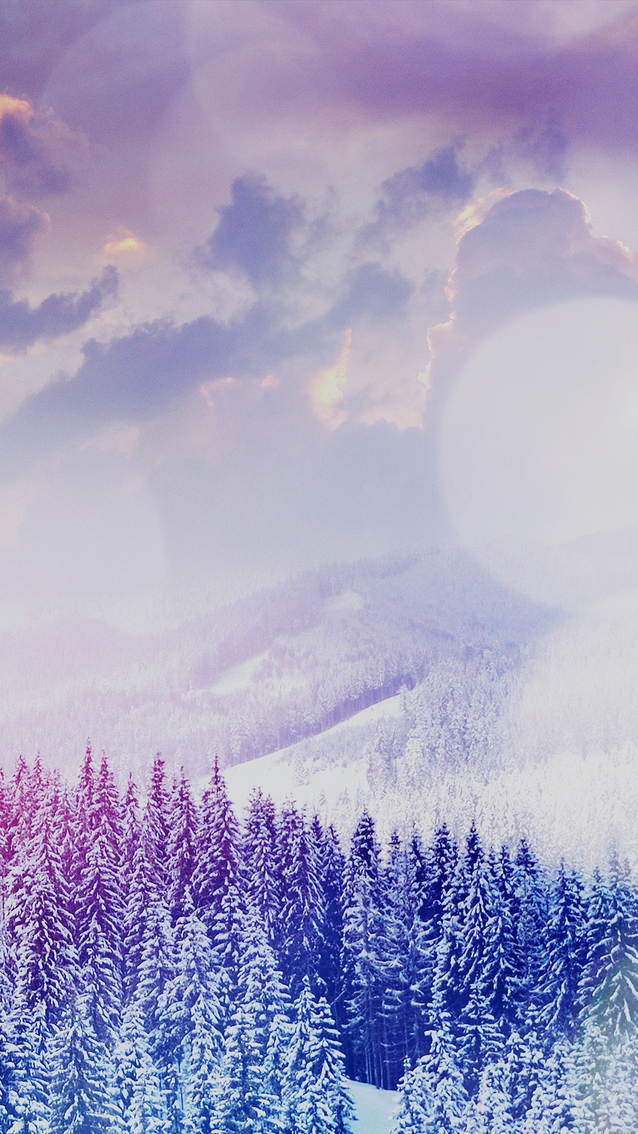 Winter Mountain Snow White Blue Flare Nature Wallpaper