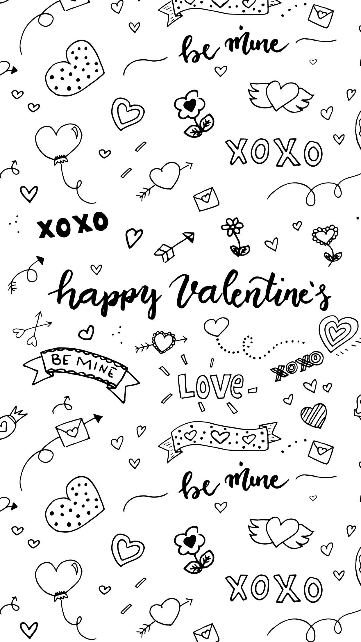 Valentines Day Doodle Wallpaper Free HD Wallpaper