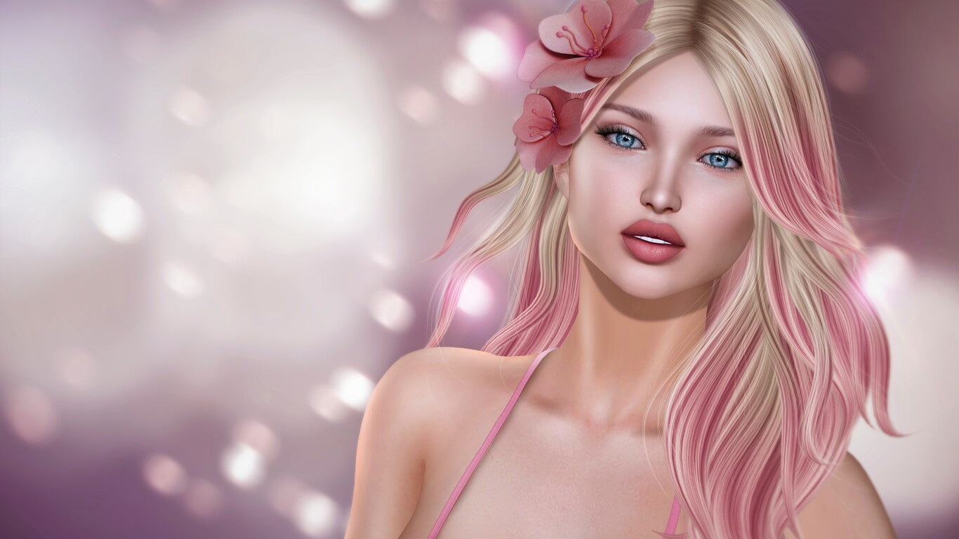 Pink Fantasy Blonde Girl Flower Artwork 5k 1366x768 Resolution HD 4k Wallpaper, Image, Background, Photo and Picture