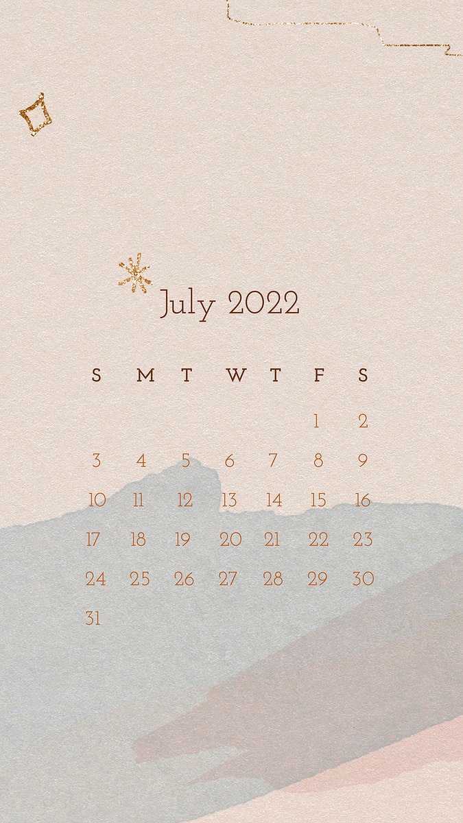 Abstract 2022 July calendar, aesthetic