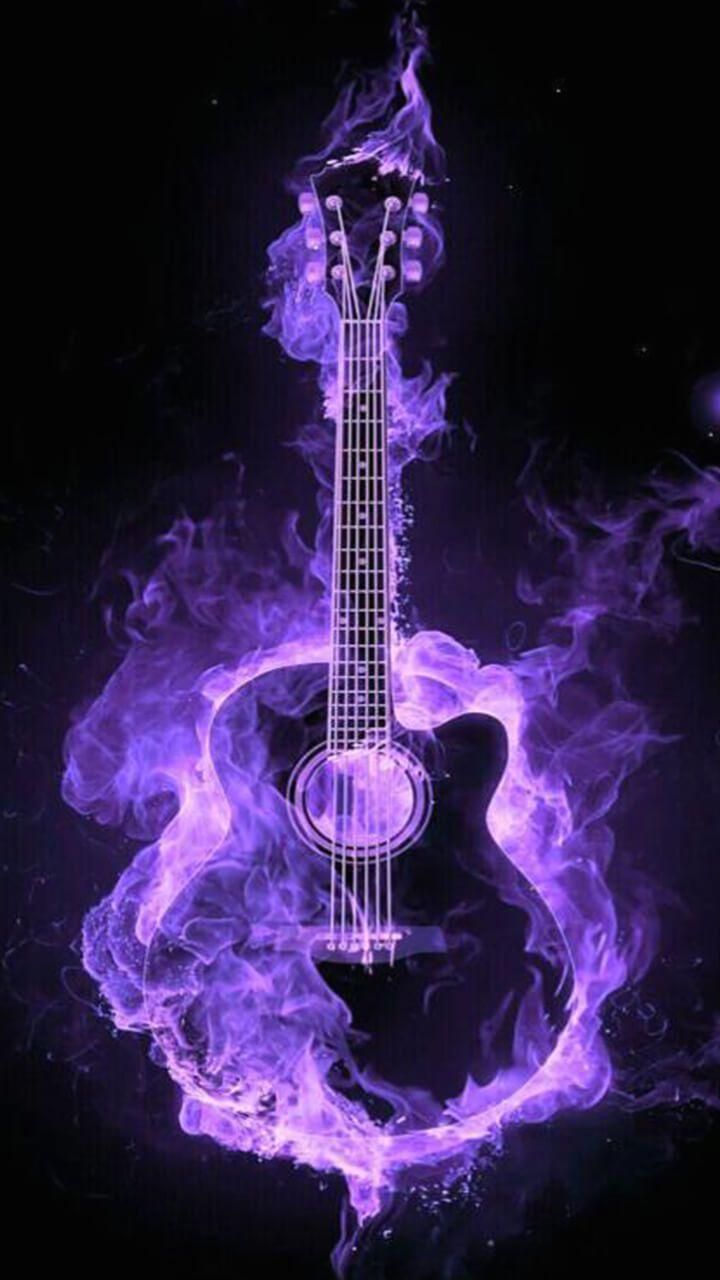 Guitar lovers, all music fans. How is this flaming neon acoustic guitar art lovers, all mu. Acoustic guitar art, Music guitar art, Guitar art
