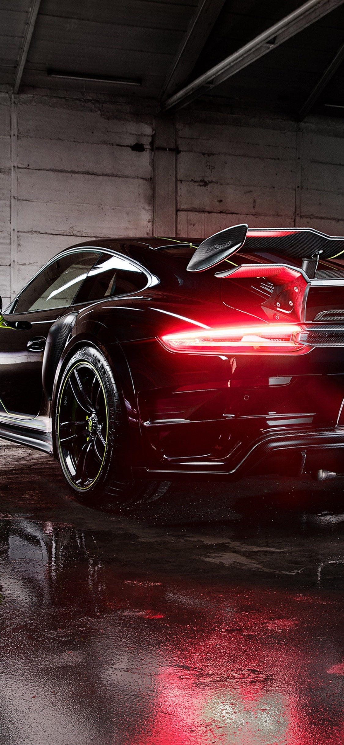 Download 1125x2436 Porsche 911 Turbo Gt, Back View, Black, Supercar, Cars Wallpaper for iPhone 11 Pro & X