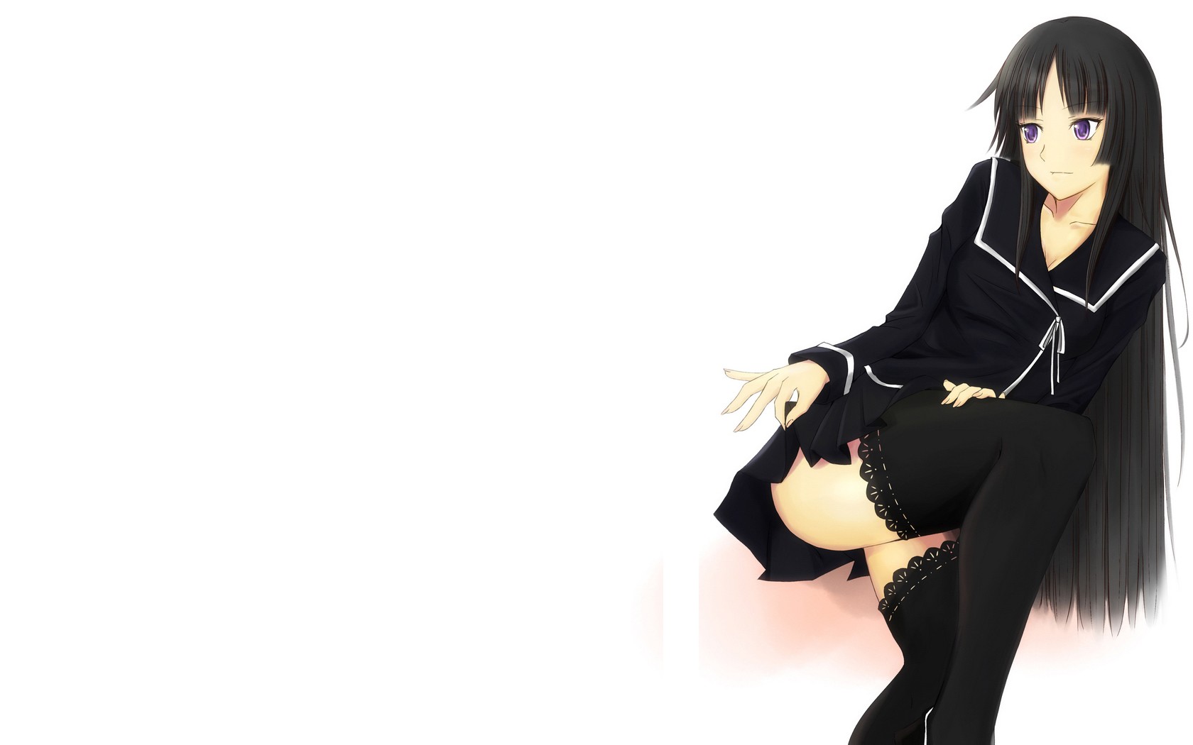 Wallpaper, simple background, long hair, anime girls, white background, stockings, clothing, Ga Rei, Ga Rei Zero, Isayama Yomi, costume 1680x1050