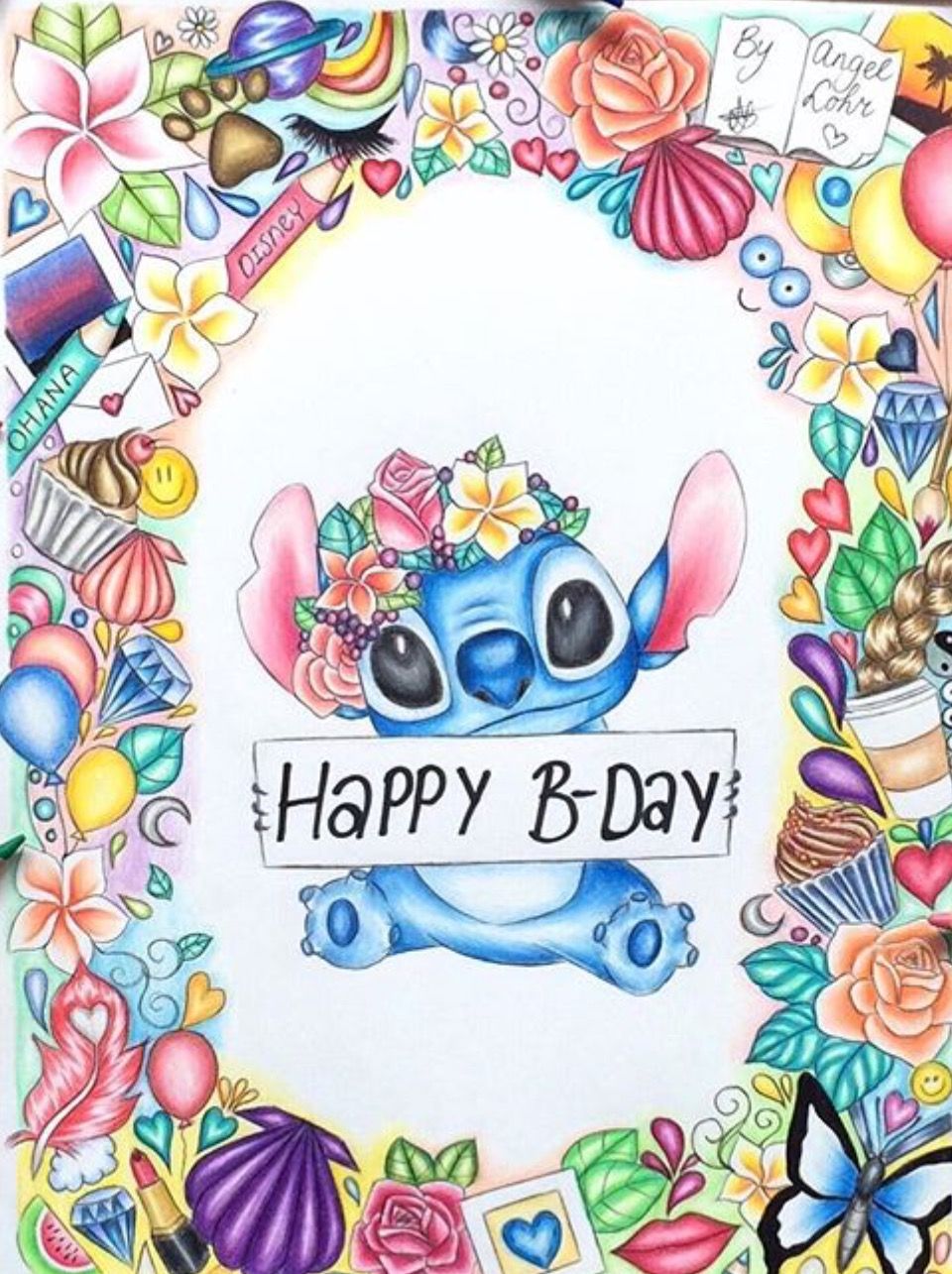 Disney Stitch artwork. Happy birthday drawings, Stitch drawing, Stitch disney