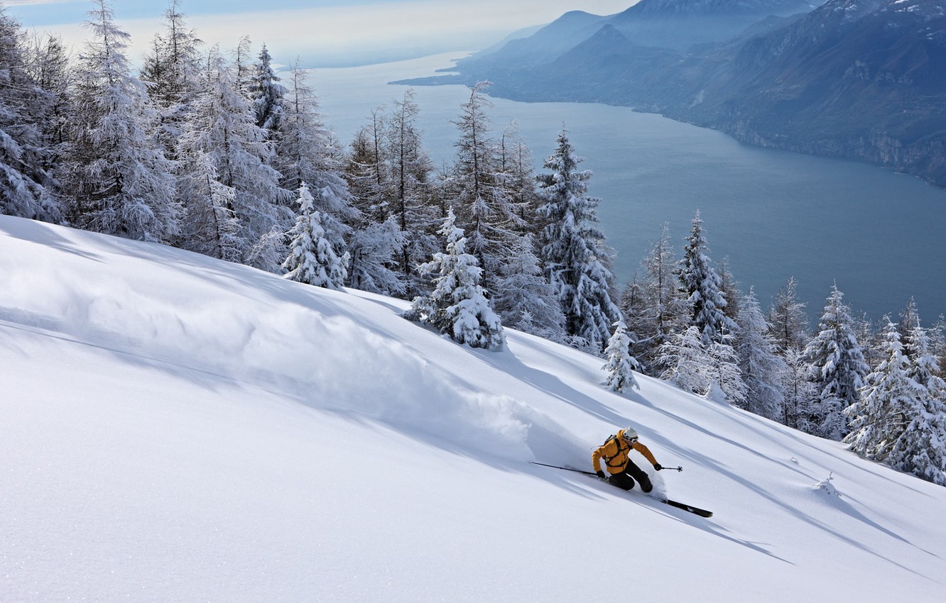 Wallpaper snow, the descent, ski, extreme, skier image for desktop, section спорт