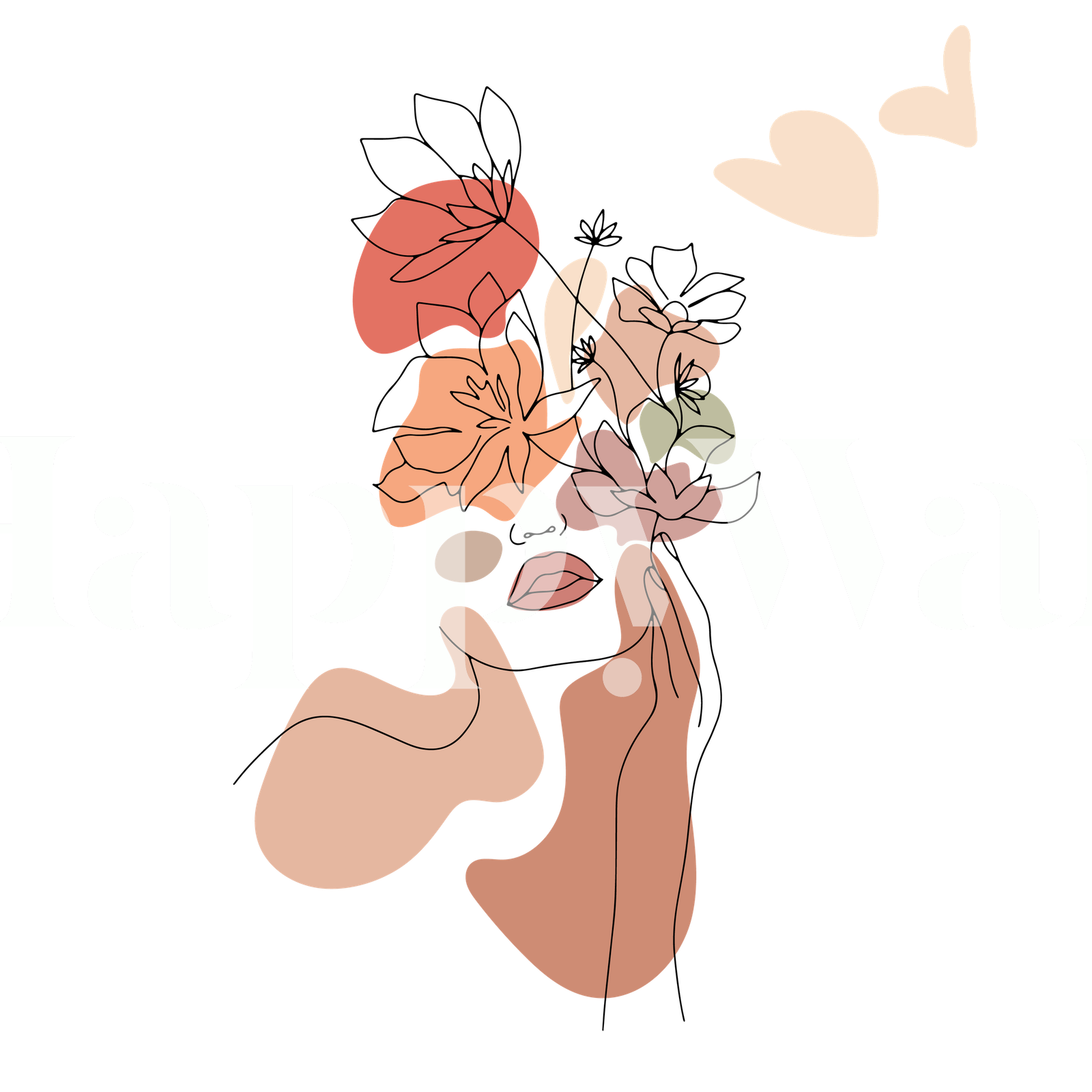 Buy Line Art Woman With Flowers wallpaper