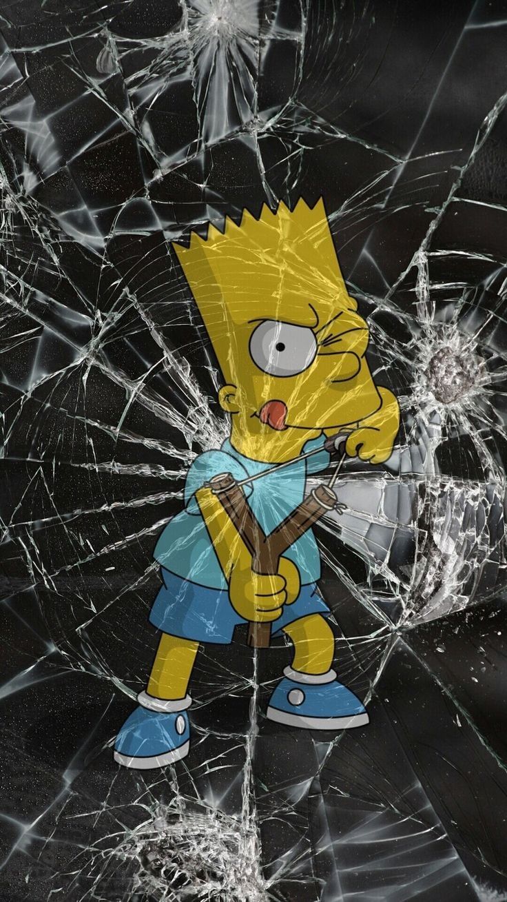 Bart Simpson Broken iPhone Screen