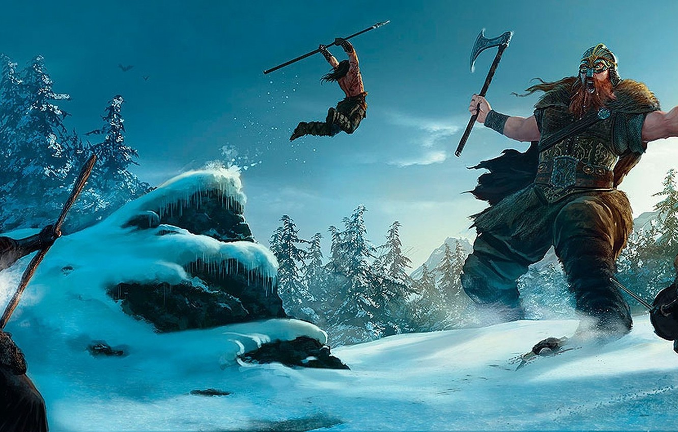 Wallpaper snow, jump, giant, Viking image for desktop, section фантастика