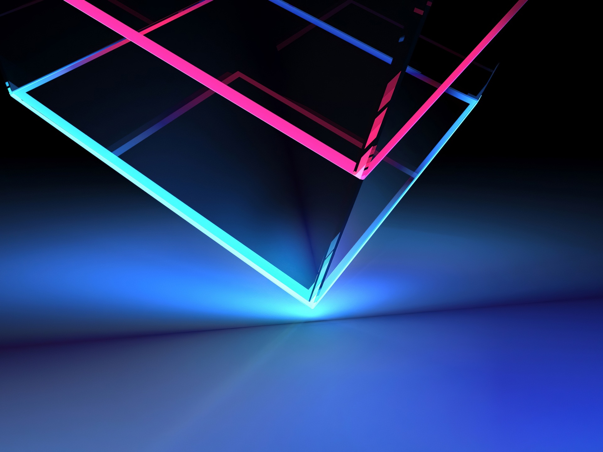 Wallpaper 4k Neon Cube Abstract Shapes Wallpaper