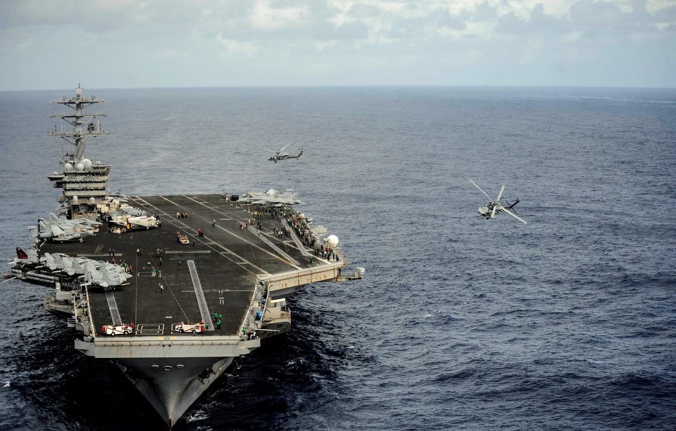 Wallpaper Sea, Aircraft, US NAVY, Staff, Multi Purpose Helicopters, Flight Deck, Sikorsky SH 60 Seahawk, Sikorsky MH 60R Sea Hawk, The Aircraft Carrier Nimitz (CVN 68) Image For Desktop, Section оружие
