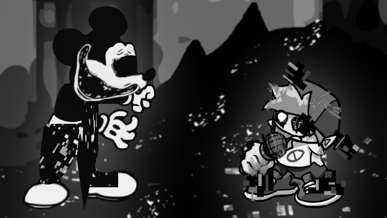 FNF VS Glitched Suicide Mouse Pibby Corruption VS Mickey Mouse Glitched
