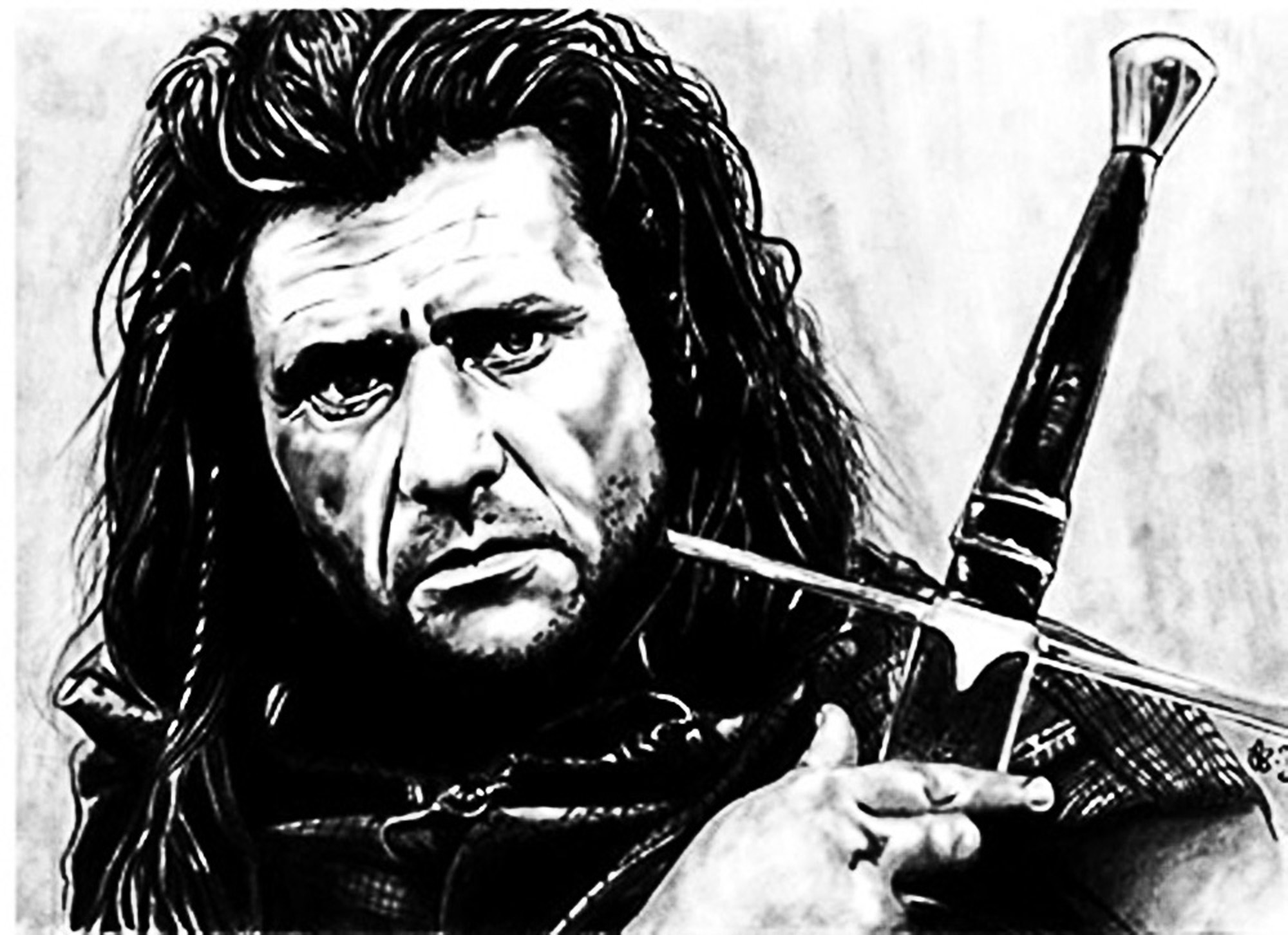 Title Movie Braveheart Wallpaper Wallace Black And White HD Wallpaper