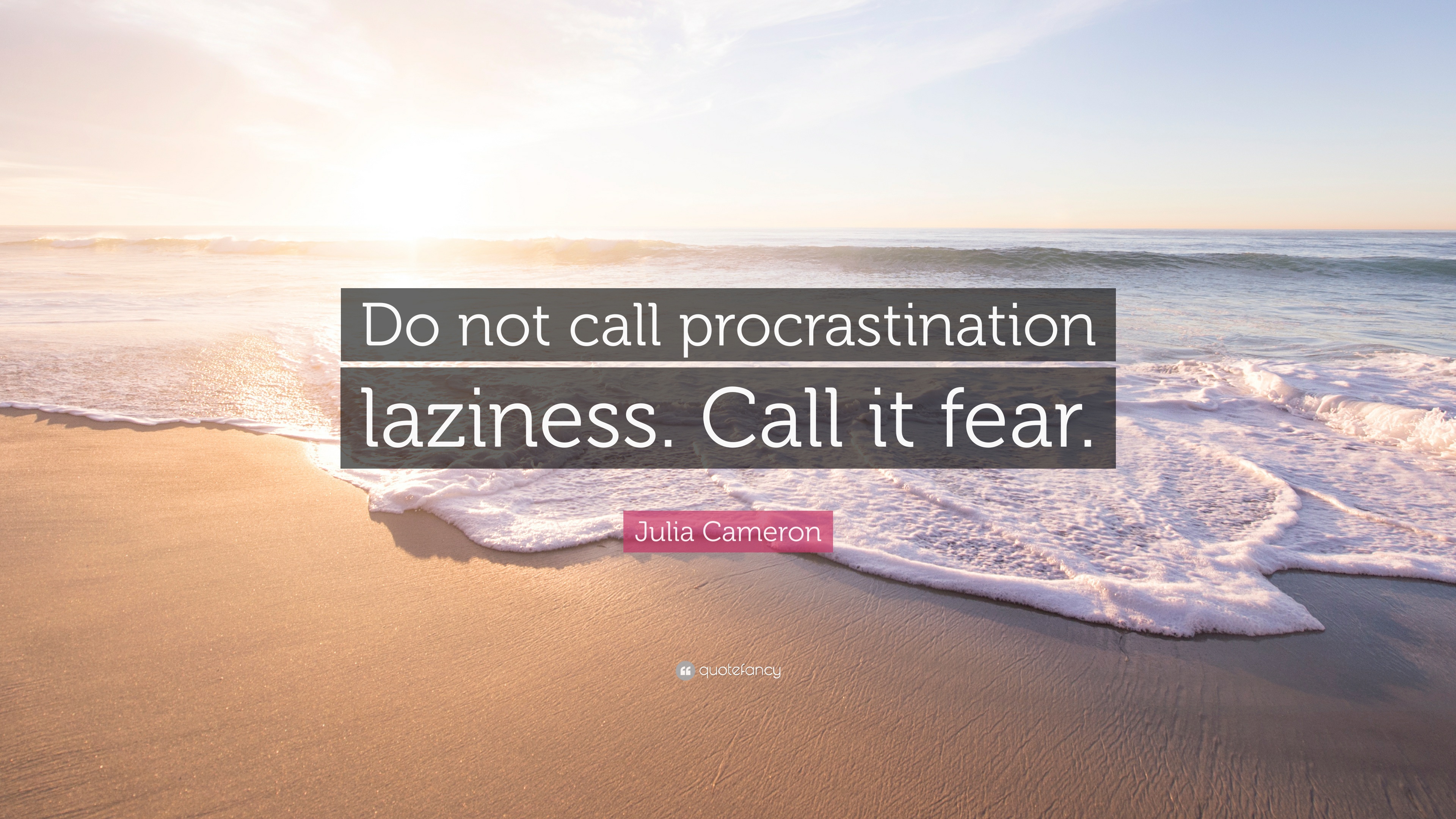 Julia Cameron Quote: “Do not call procrastination laziness. Call it fear.”