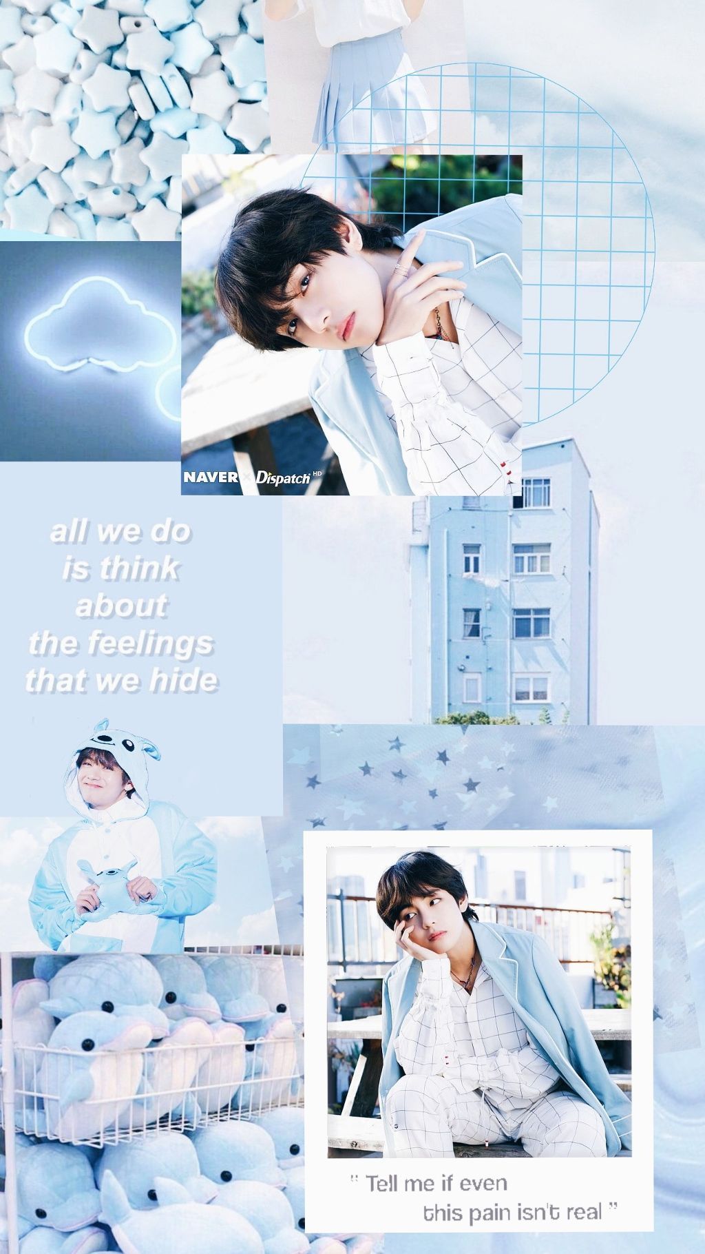 Light Blue Aesthetics Collage Wallpaper