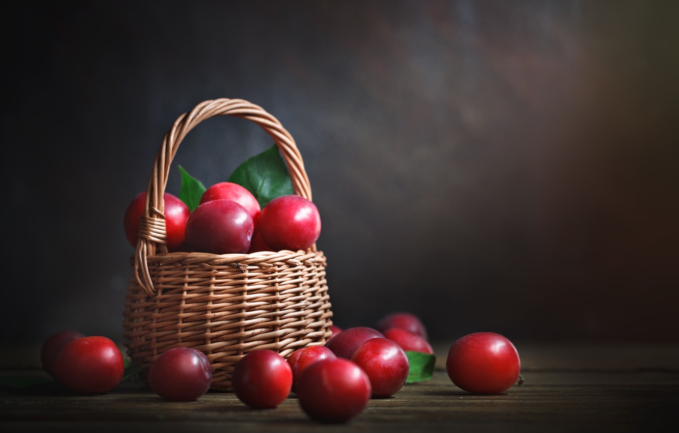 Photo Wallpaper Background, Fruit, Basket, Plum Basket Photography