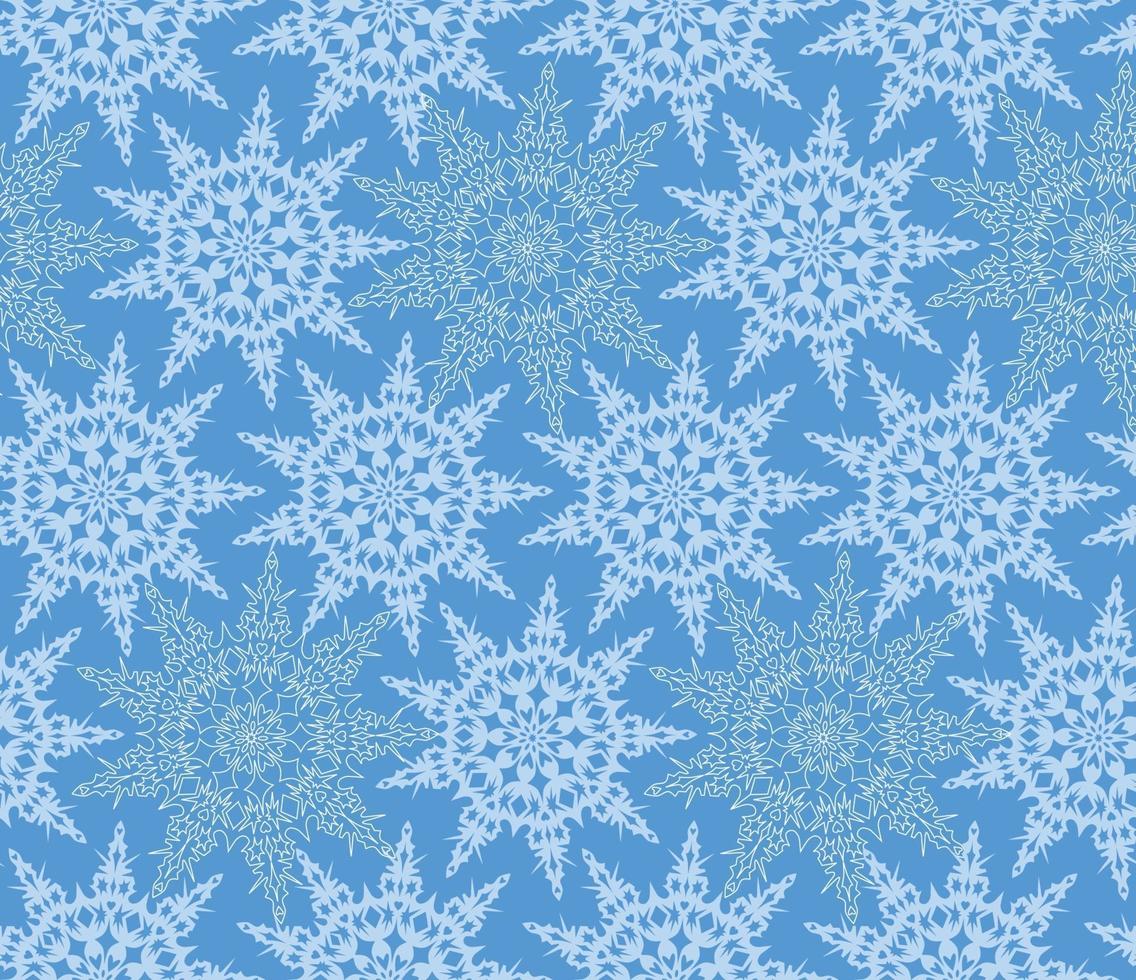 Snow seamless pattern, winter holiday snowflakes ornamental seasonal background