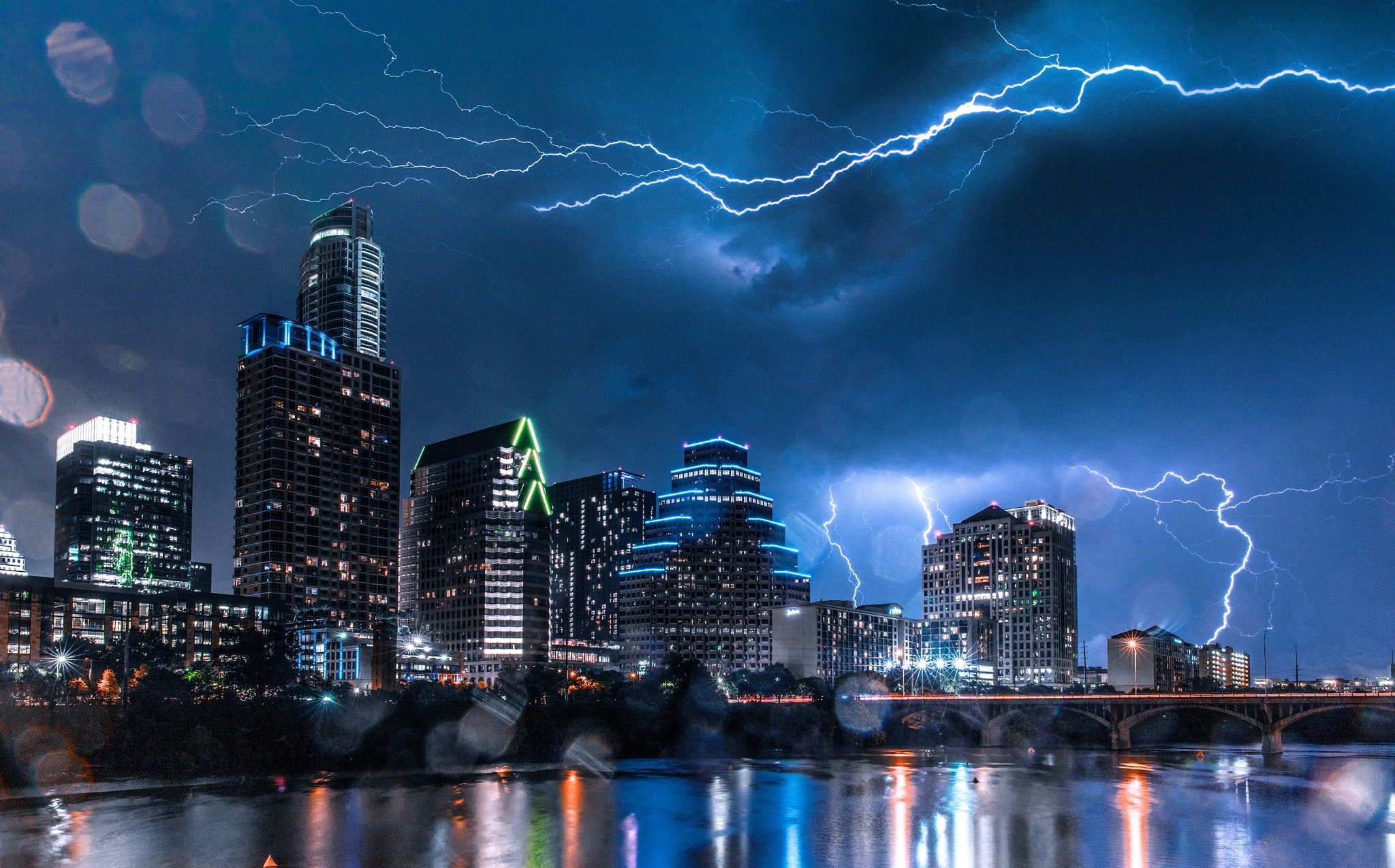 Austin, Texas, Cityscape, Night, Storm Wallpaper HD / Desktop and Mobile Background
