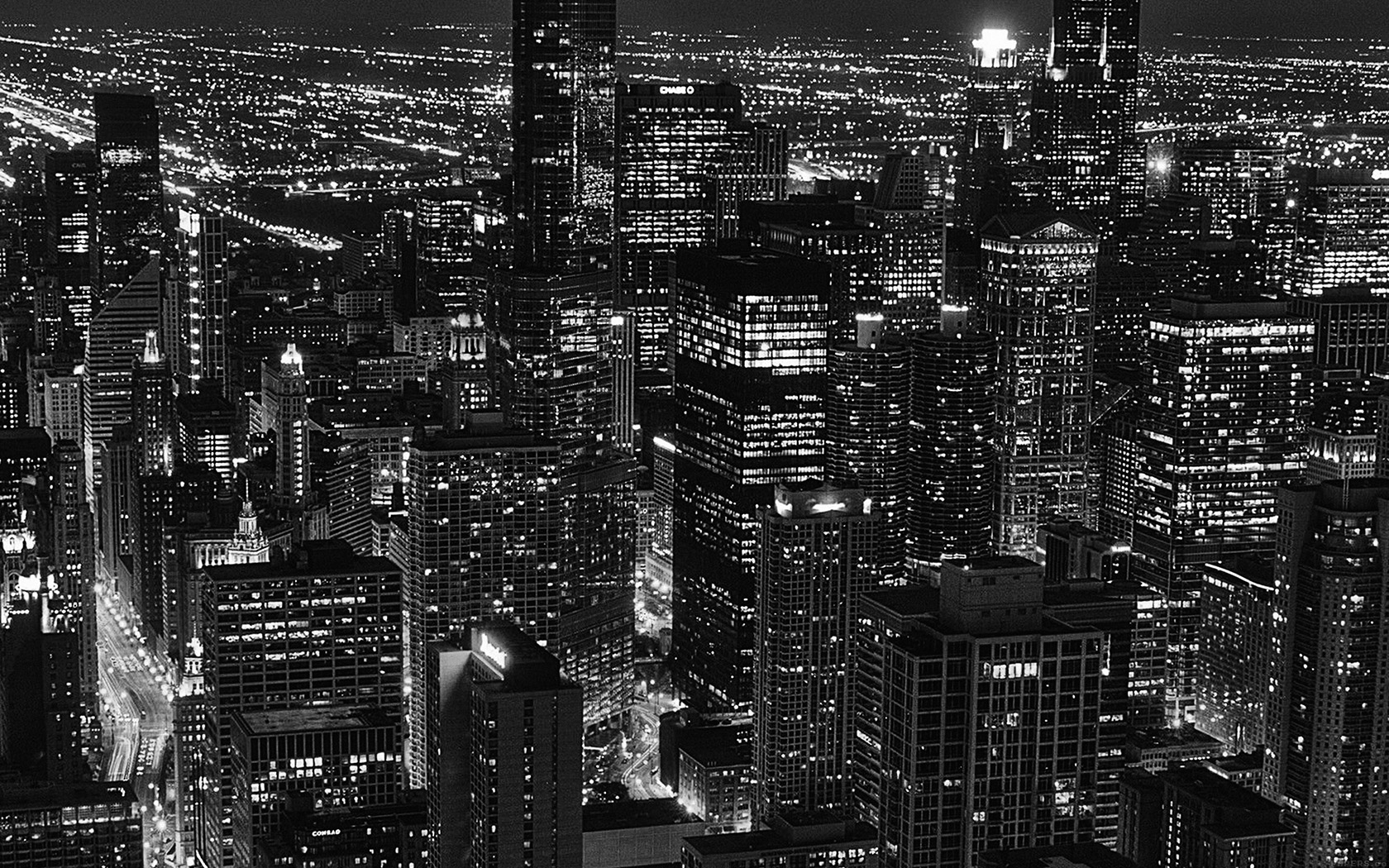 City View Night Dark Bw Wallpaper