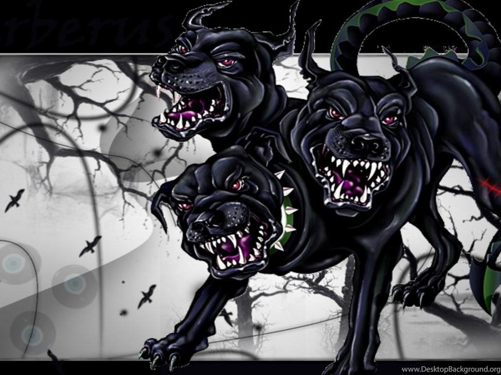 Wallpaper Wolf Demon Free HD Cerberus With Heads X 1366x768. Desktop Background