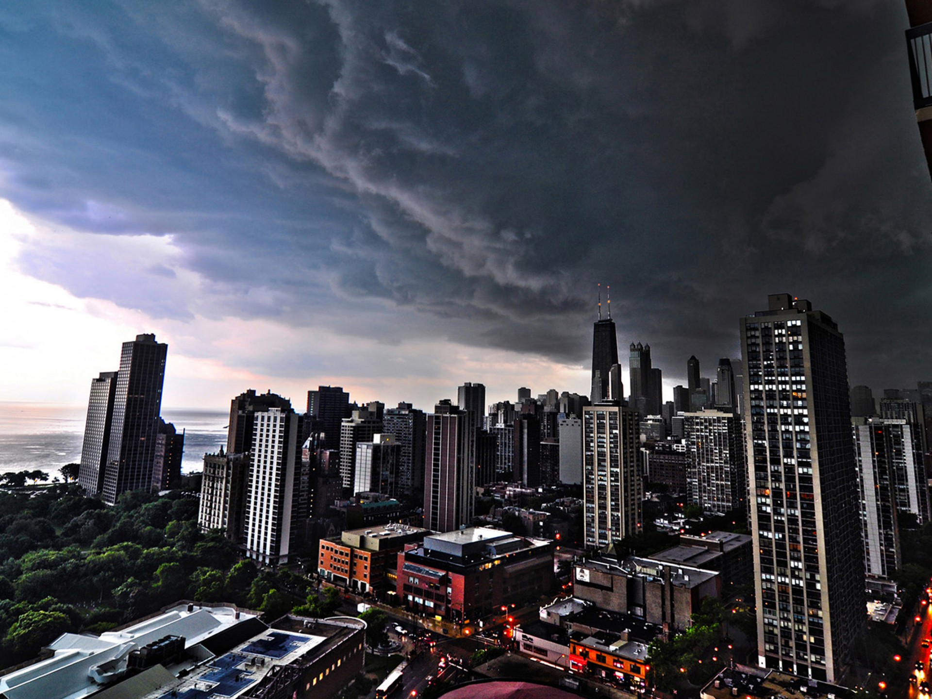 Dark City Storm Clouds Over Chicago Wallpaper HD 2560x1440, Wallpaper13.com