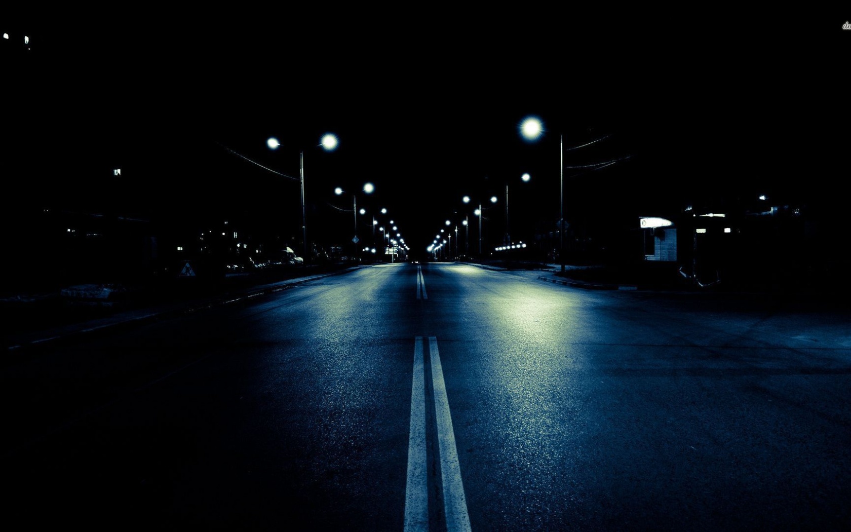 Dark city street, night, photography desktop PC and Mac wallpaper
