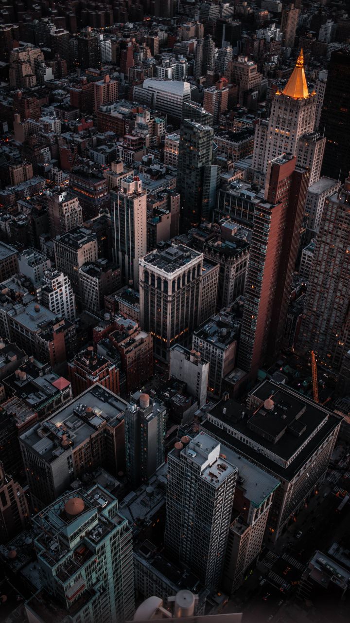Aerial view, cityscape, dark, buildings, 720x1280 wallpaper. Cityscape wallpaper, City, New york poster