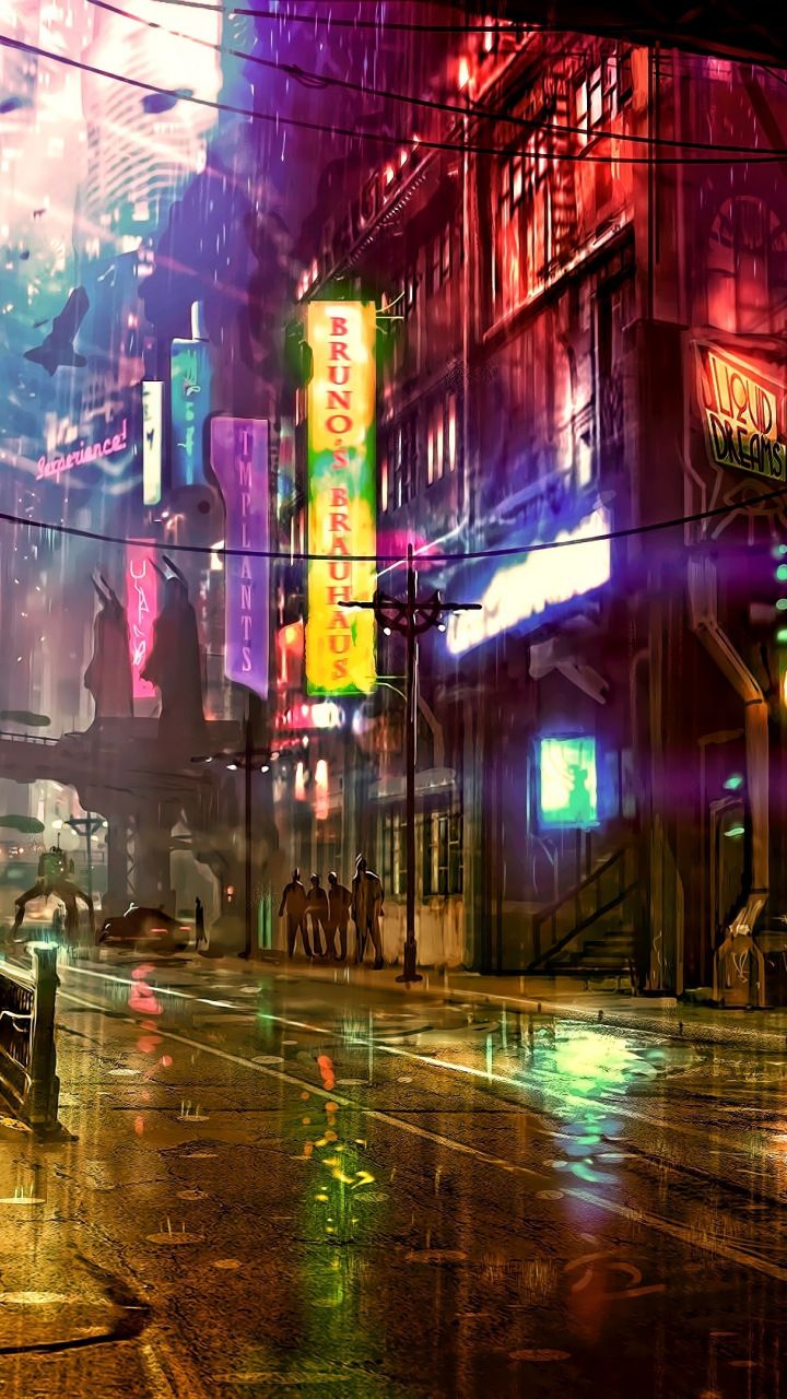 Cybercity, art, streets, 720x1280 wallpaper. Futuristic city, Cyberpunk city, Cyberpunk aesthetic
