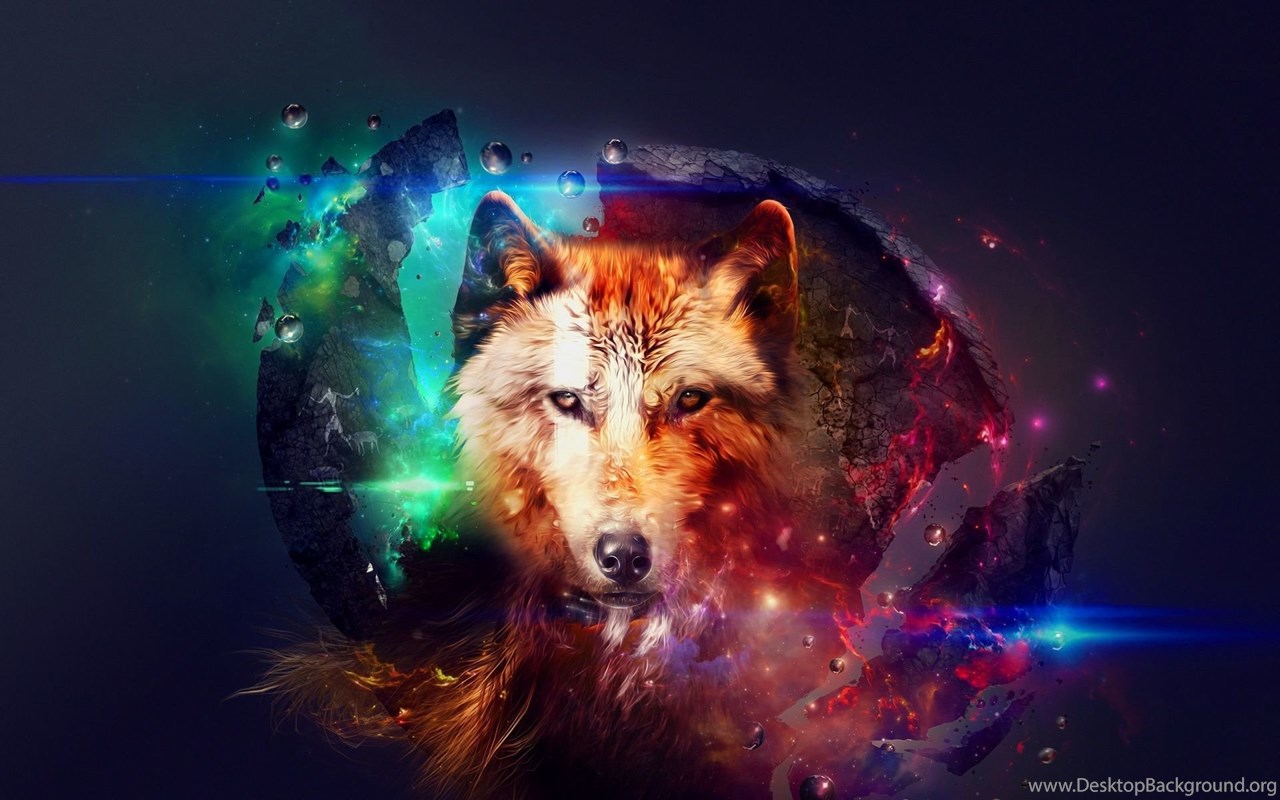 Fantasy wolf head in the space 1920x1200 digital art desktop wallpaper Desktop Background