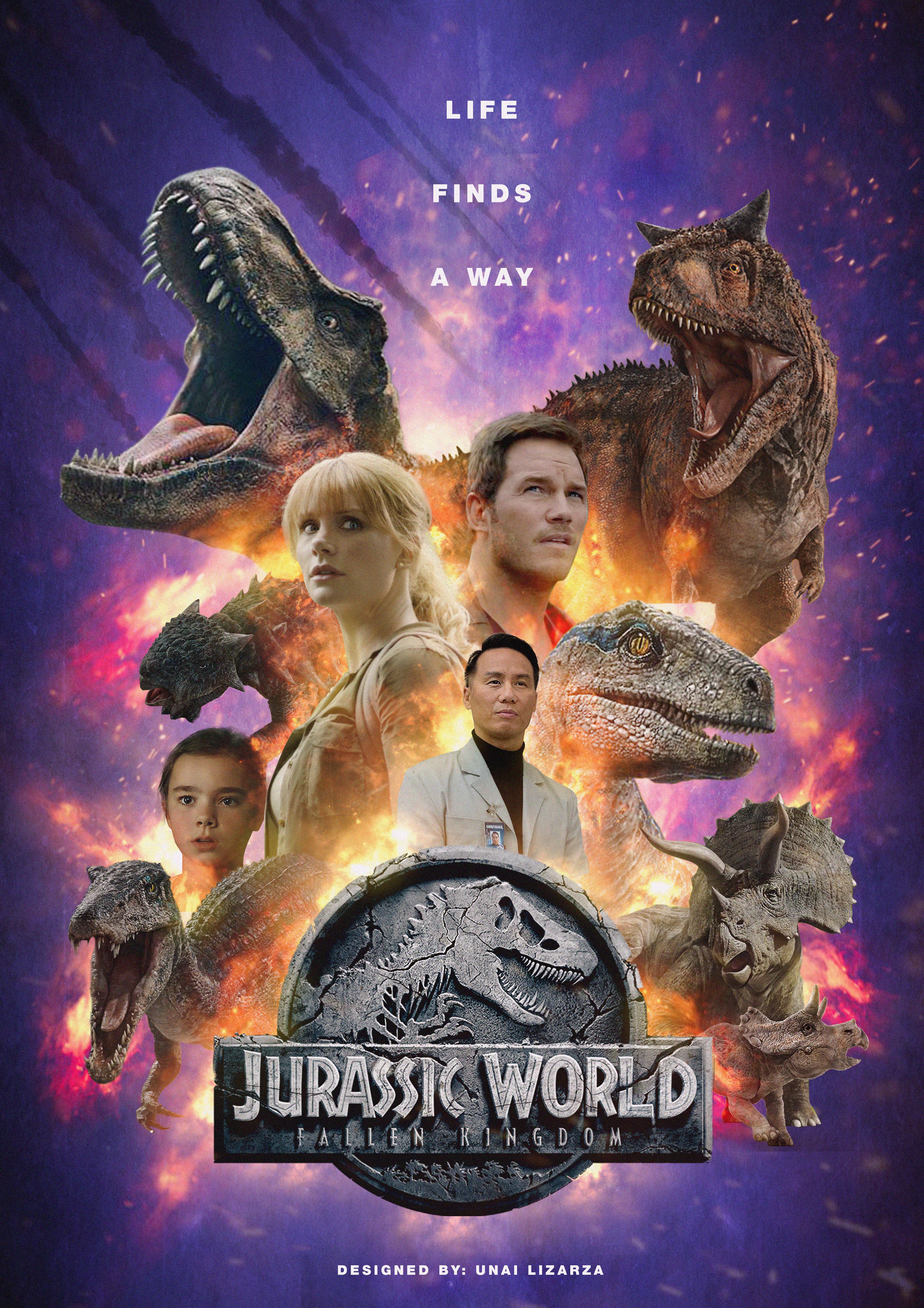 Jurassic world Fallen Kingdom poster created by Unai Lizarza. Jurassic world, Jurassic world movie, Jurassic world dinosaurs
