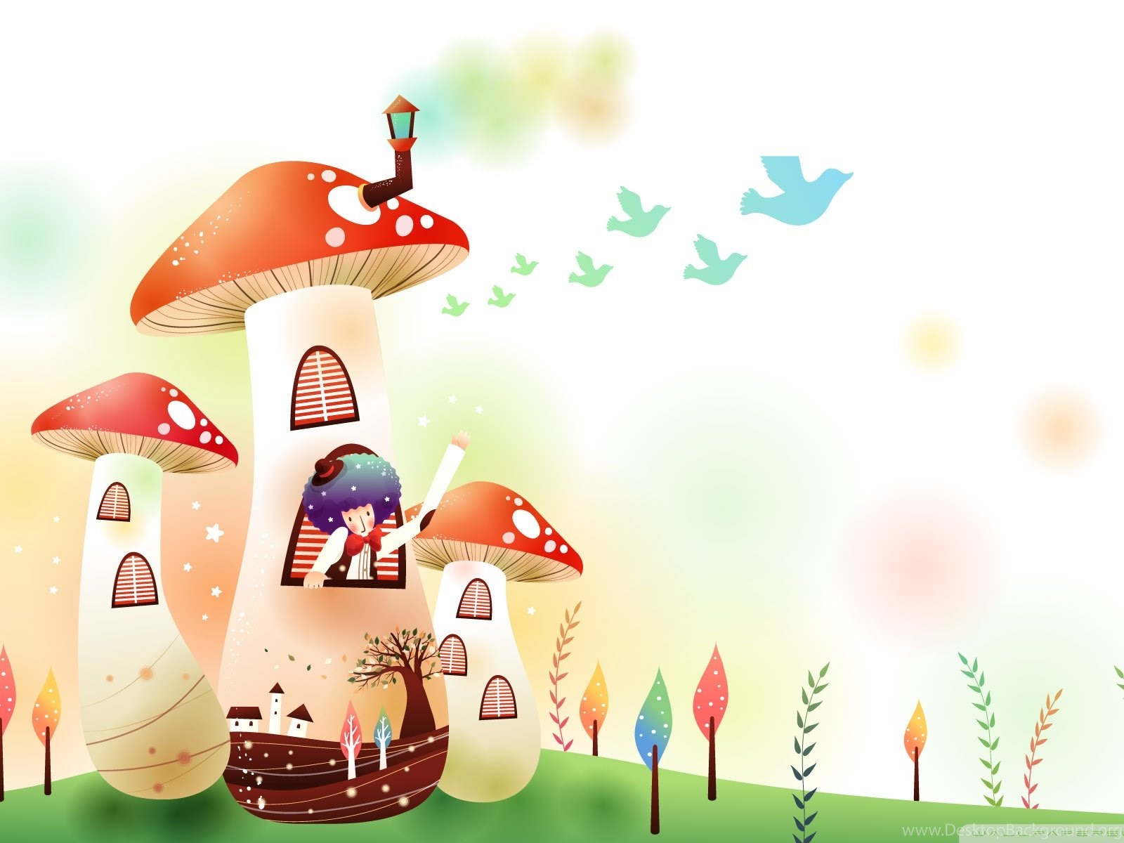 Childhood Fairytales Mushroom House Desktop Background