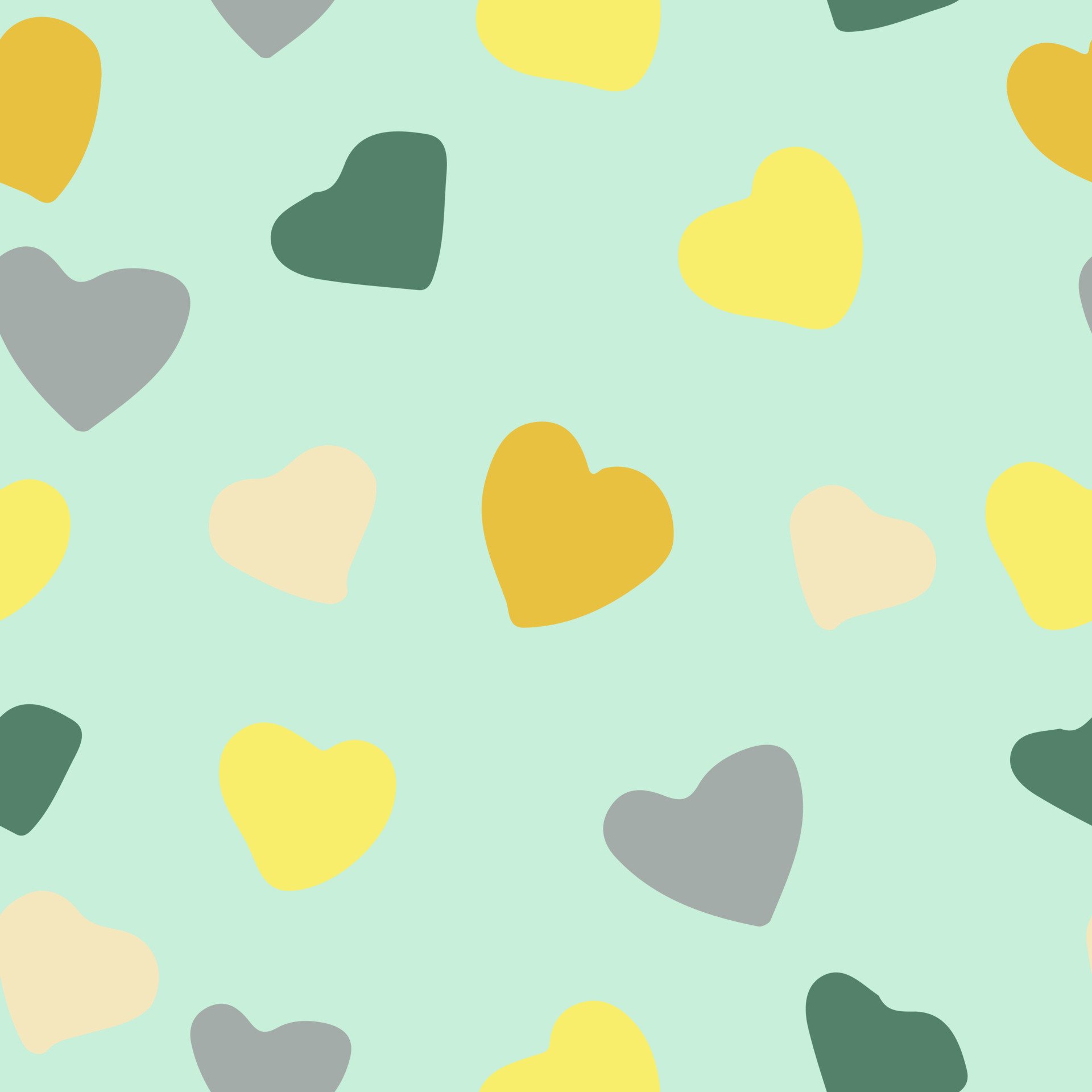 cute hearts seamless pattern in trending color 2021. hand drawn minimalism simple. wallpaper, textiles, wrapping paper, decor. gray, gold, yellow, green. love, valentines day