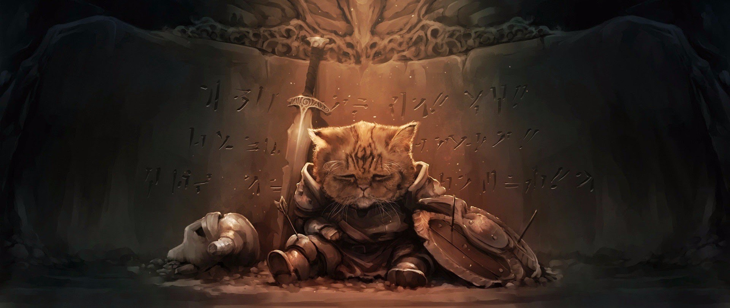 Wallpaper, cat, The Elder Scrolls V Skyrim, demon, mythology, darkness, screenshot, computer wallpaper, fictional character 2560x1080